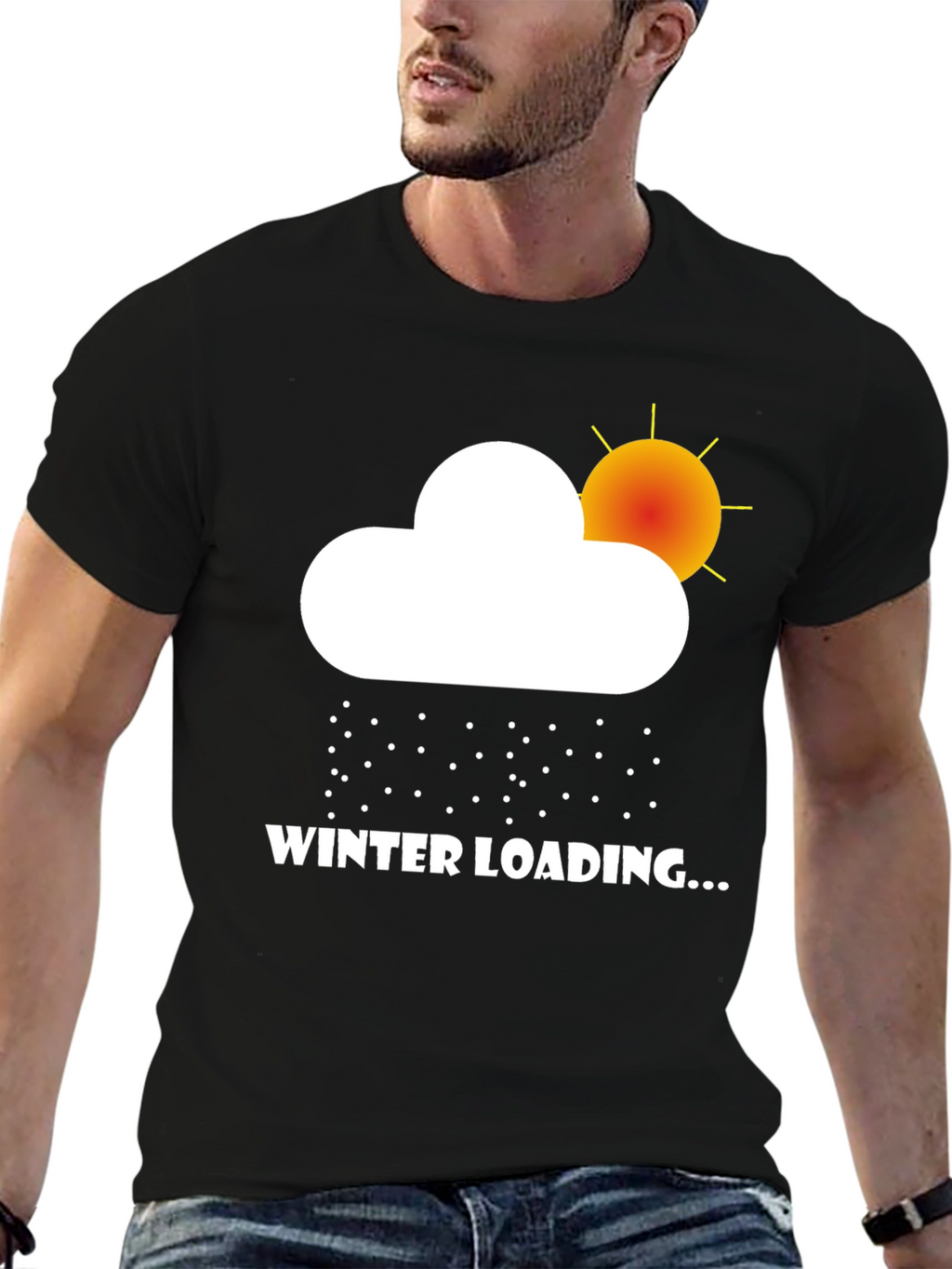 Winter Loading Graphic Tee - Black Cotton T-Shirt