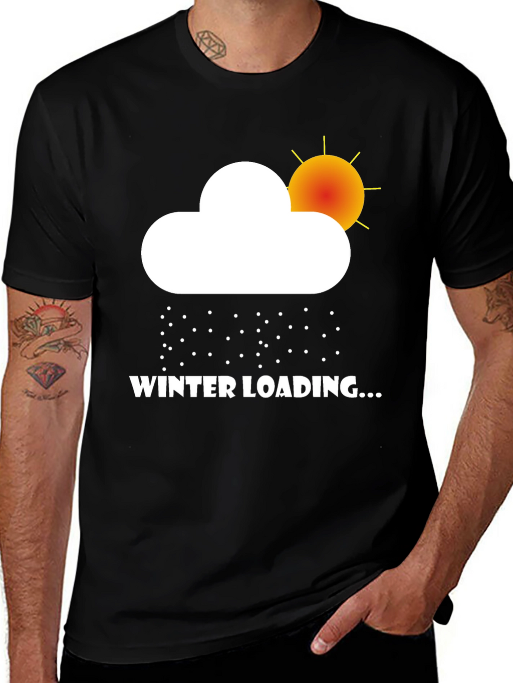 Winter Loading Graphic Tee - Black Cotton T-Shirt