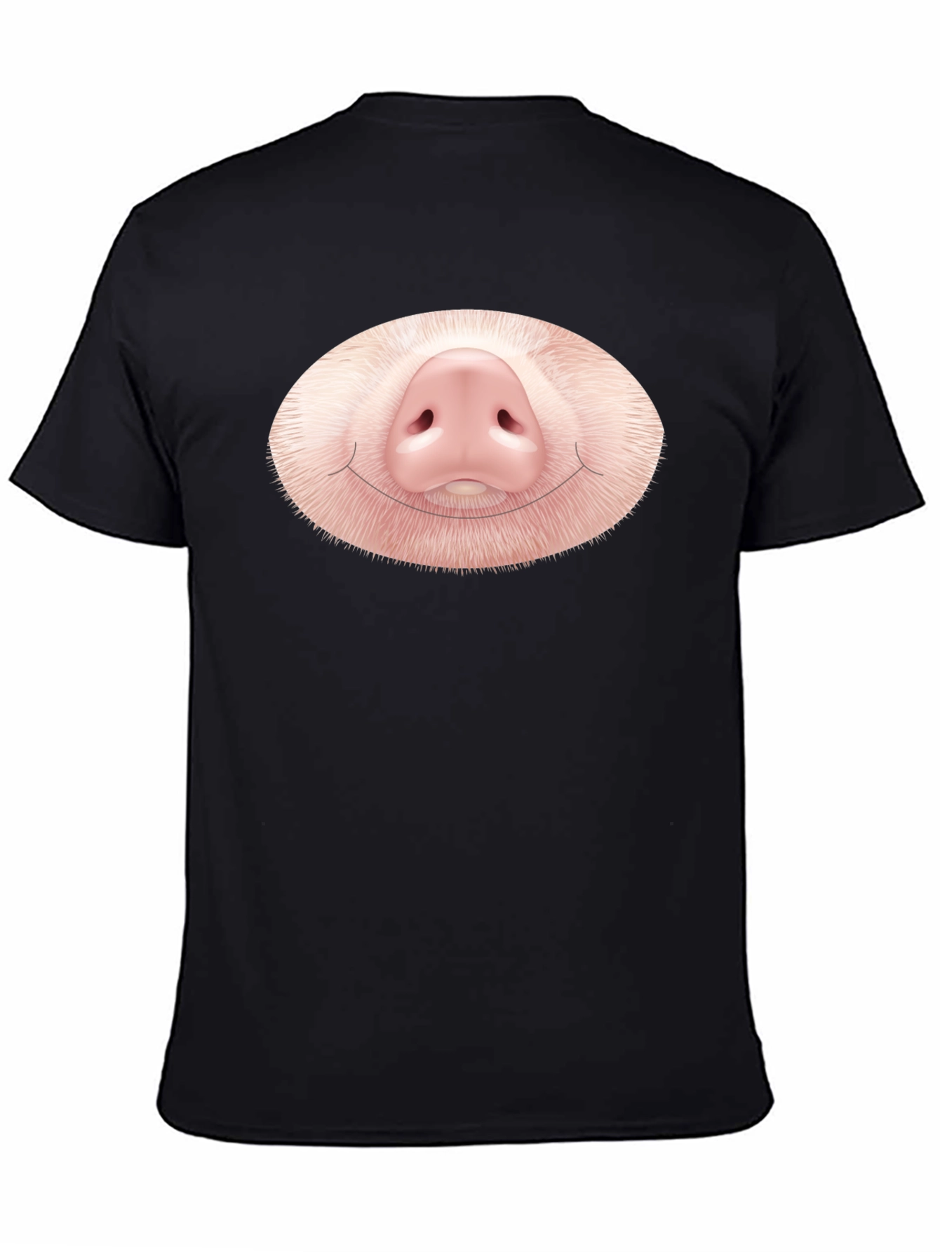 Funny Pig Nose Graphic Black T-Shirt