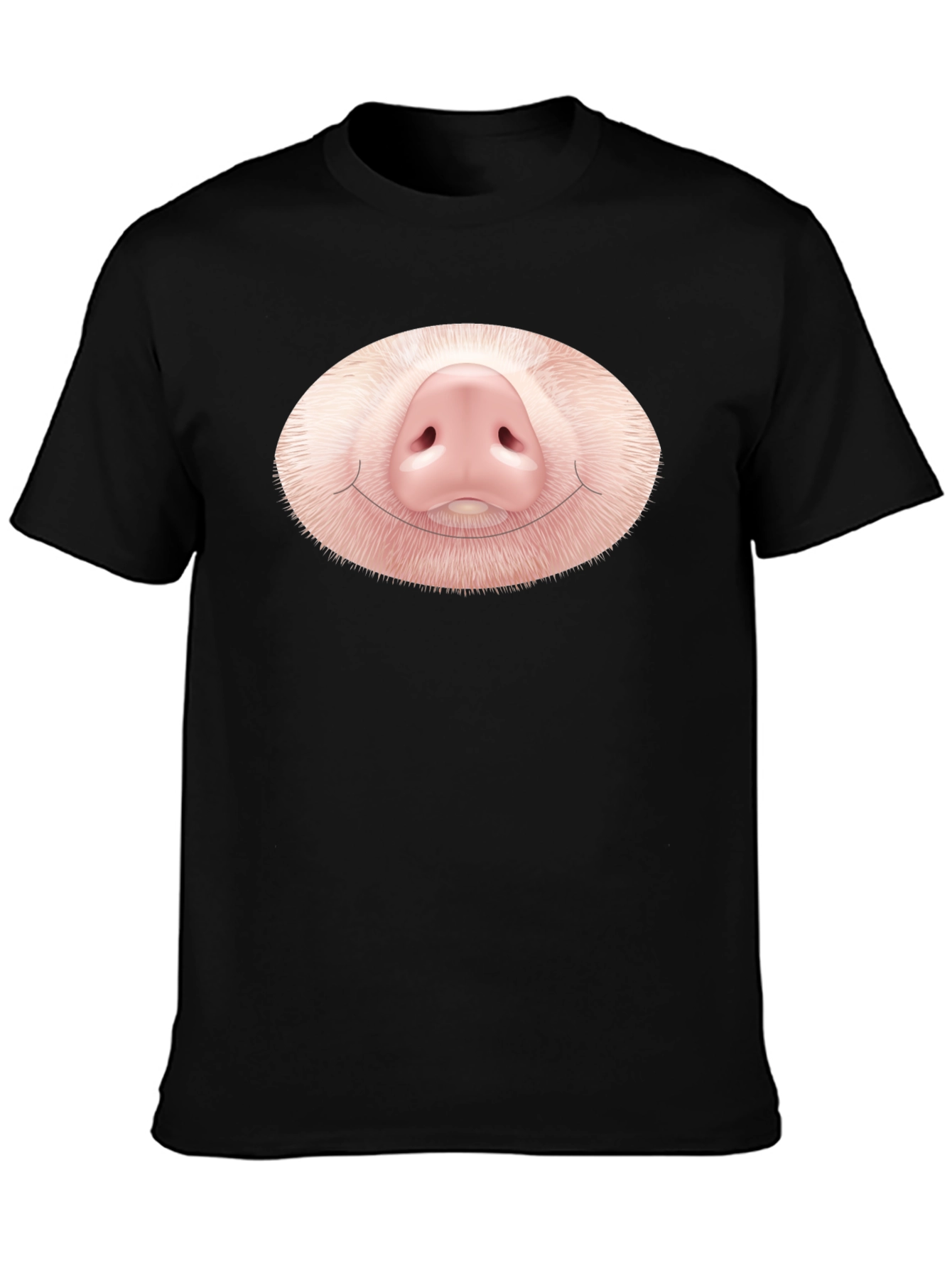 Funny Pig Nose Graphic Black T-Shirt