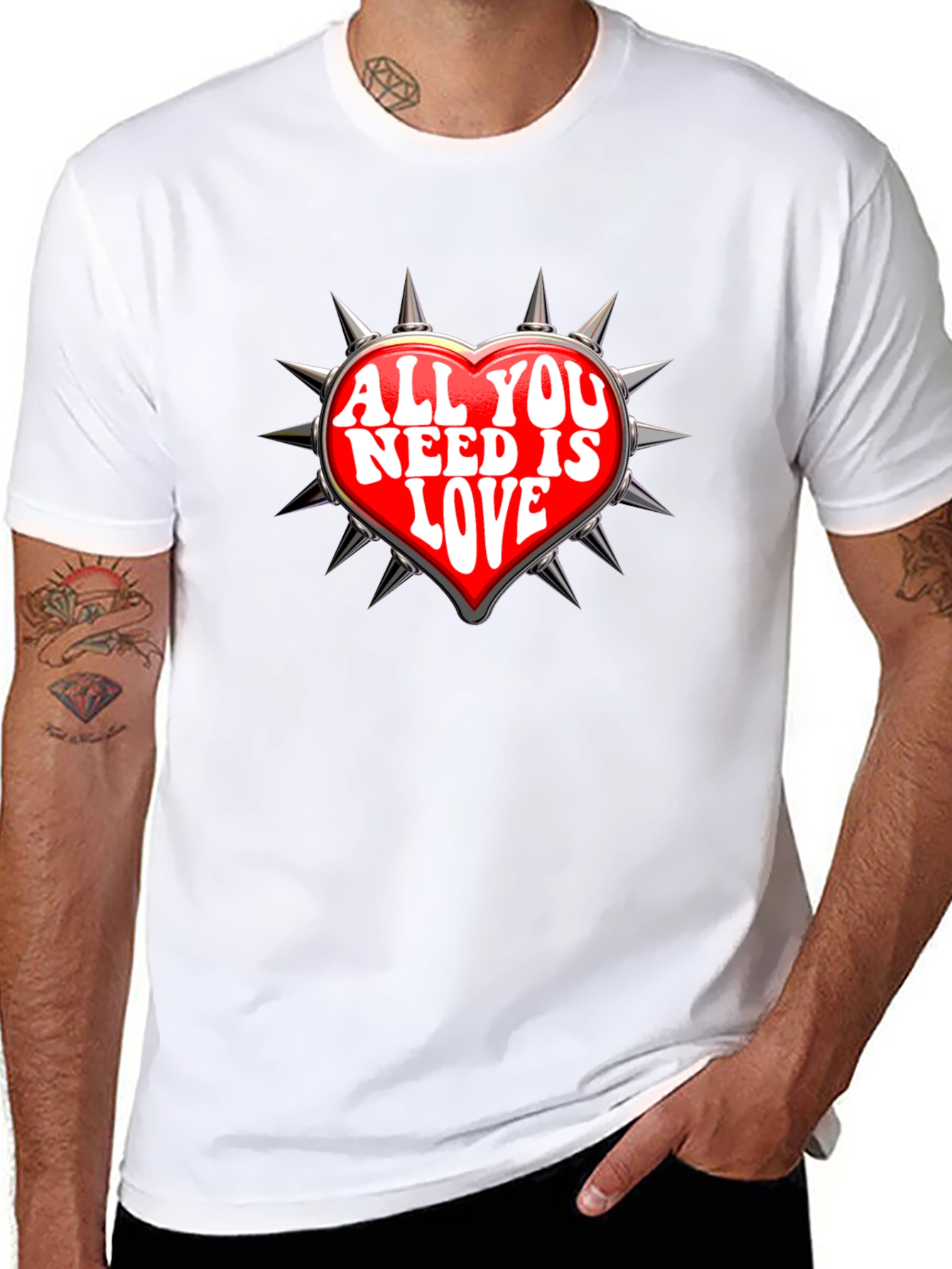 All You Need Is Love Heart Spiked T-Shirt