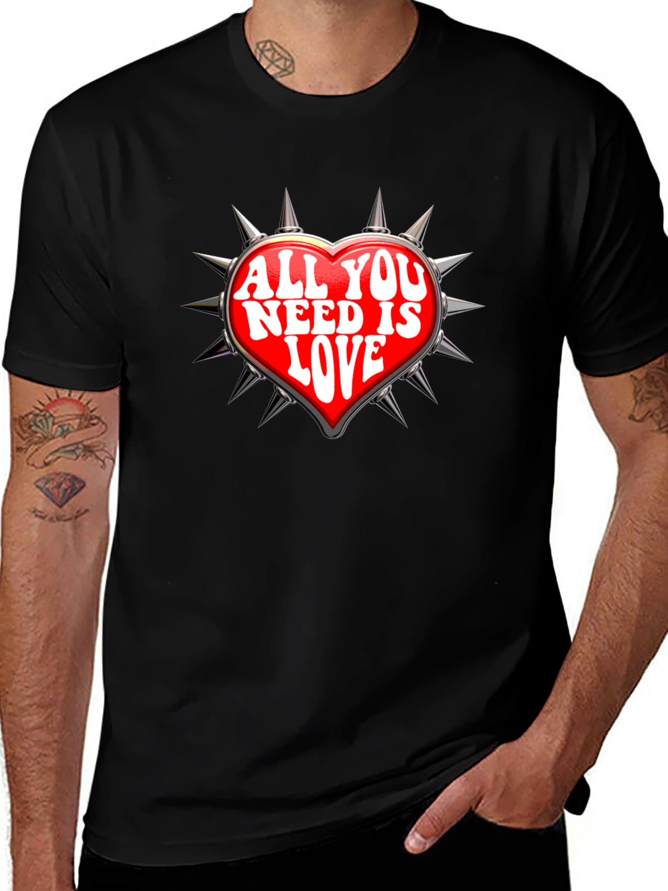 All You Need Is Love Heart Spiked T-Shirt