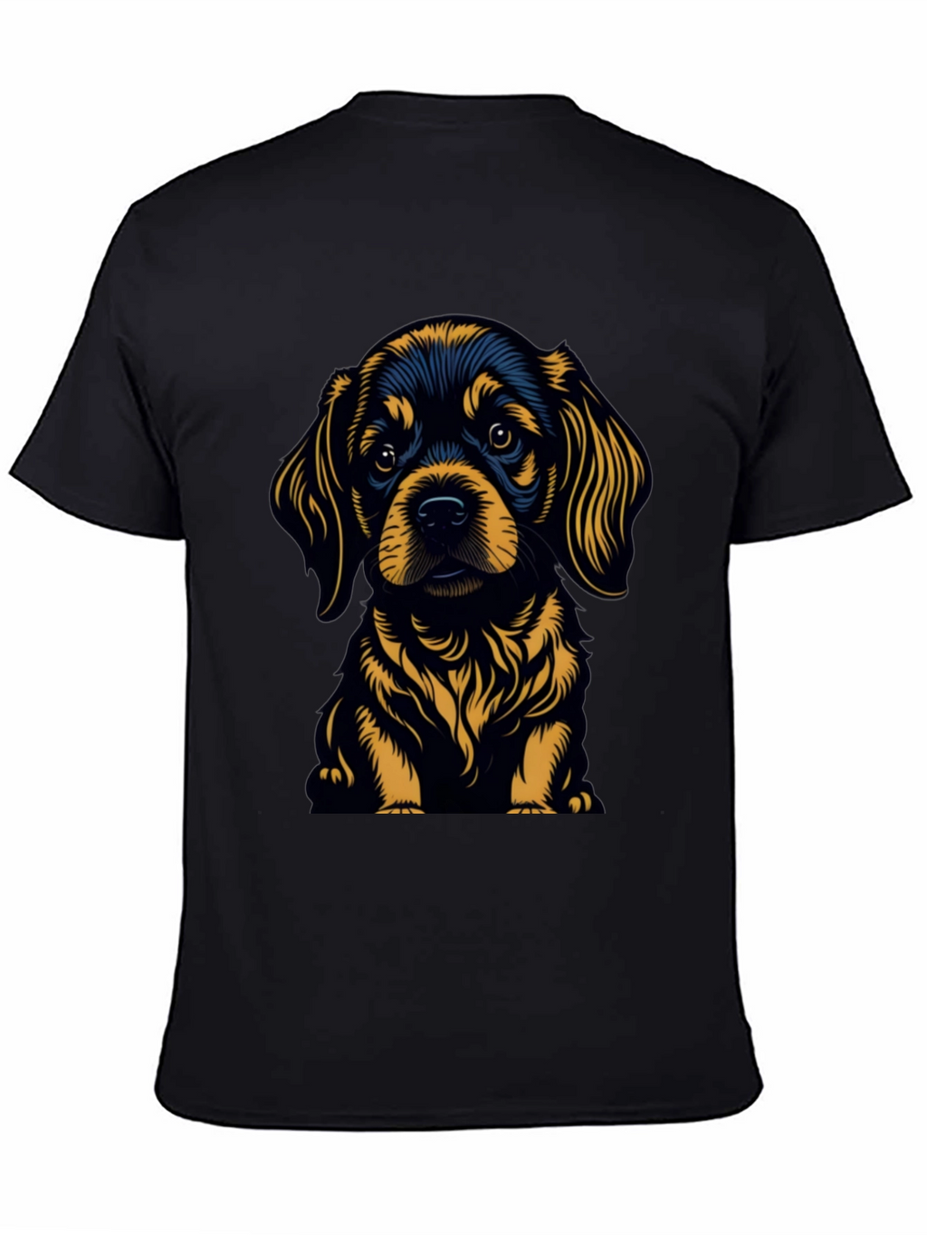 Cute Puppy Graphic Tee - Black Cotton Blend