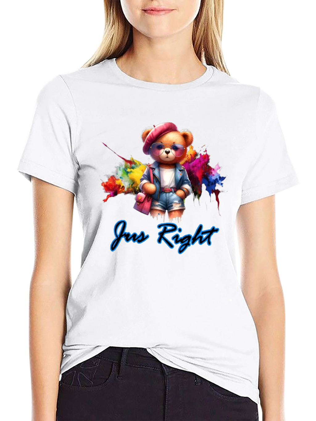 Jus Right Teddy Bear Graphic T-Shirt
