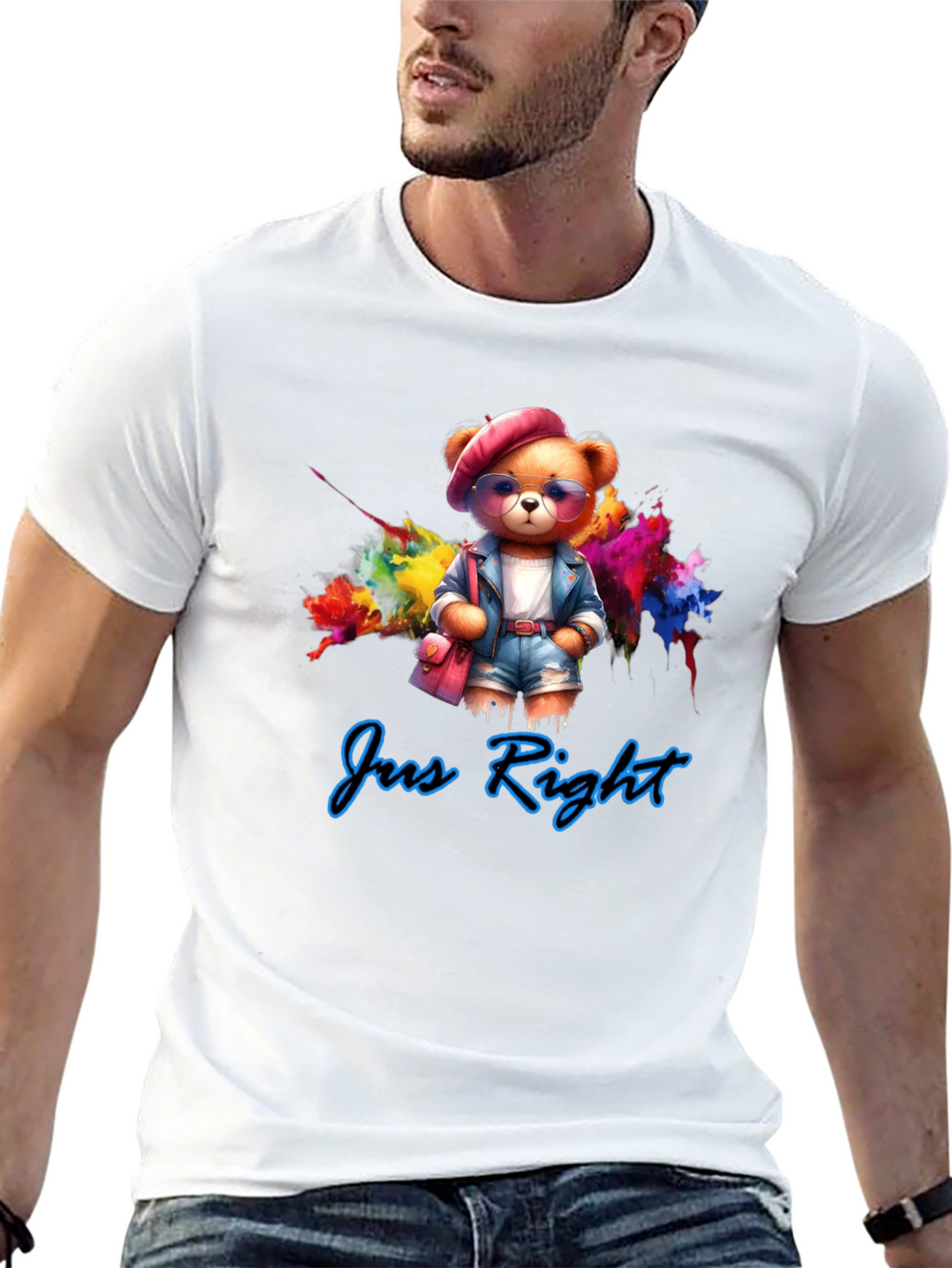 Jus Right Teddy Bear Graphic T-Shirt