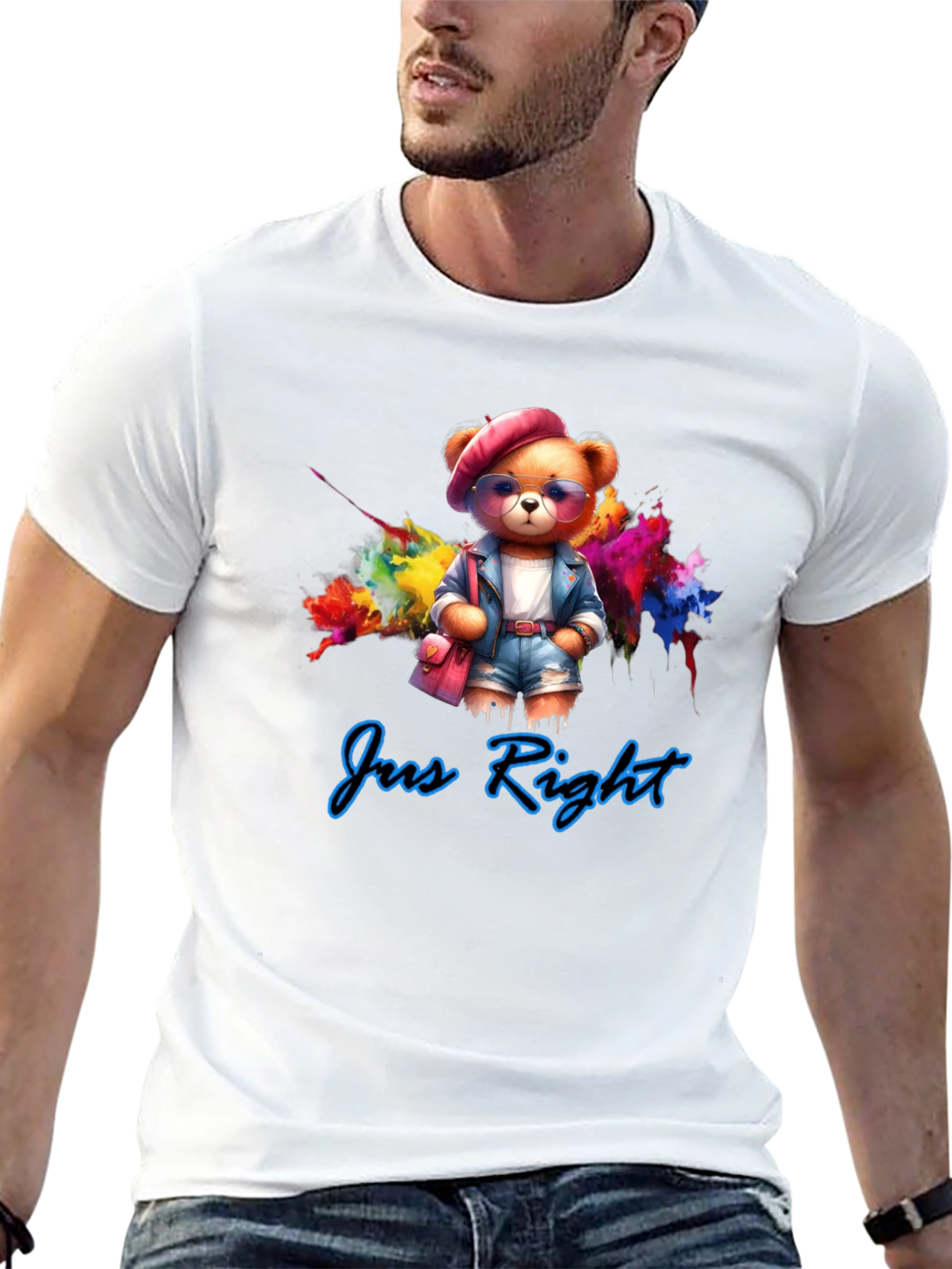 Jus Right Teddy Bear Graphic T-Shirt