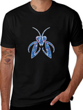 Abstract Praying Mantis Graphic Tee - Black