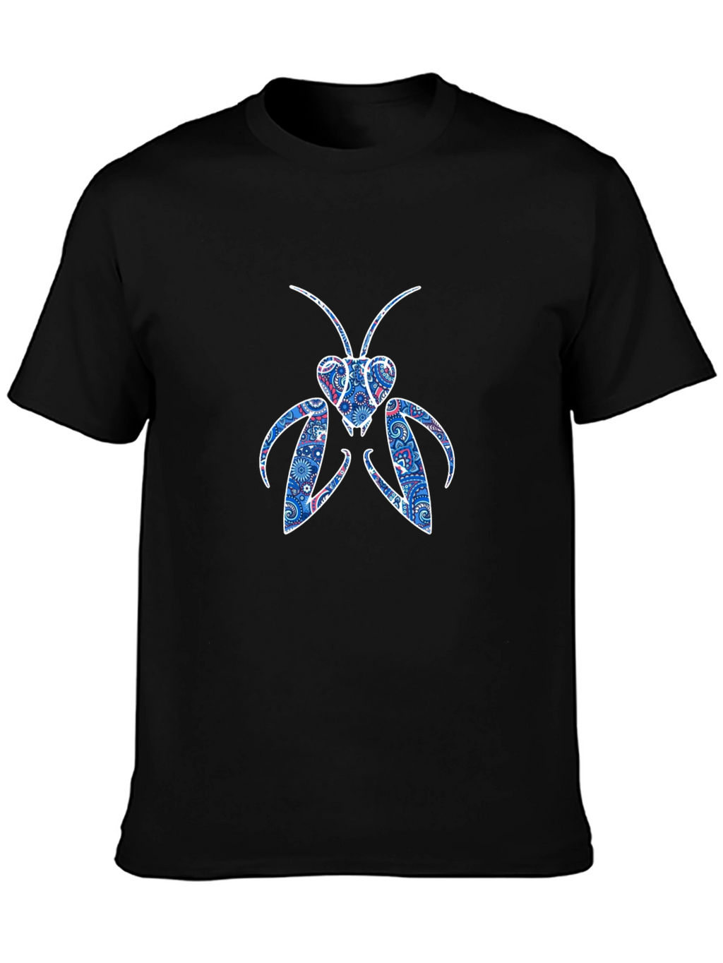 Abstract Praying Mantis Graphic Tee - Black