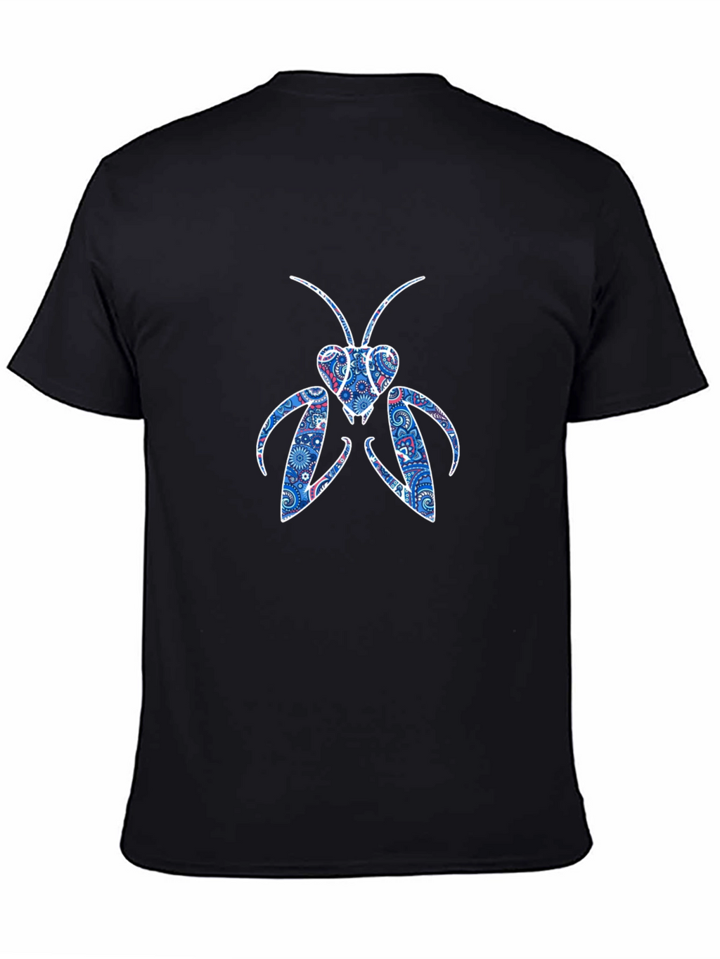 Abstract Praying Mantis Graphic Tee - Black
