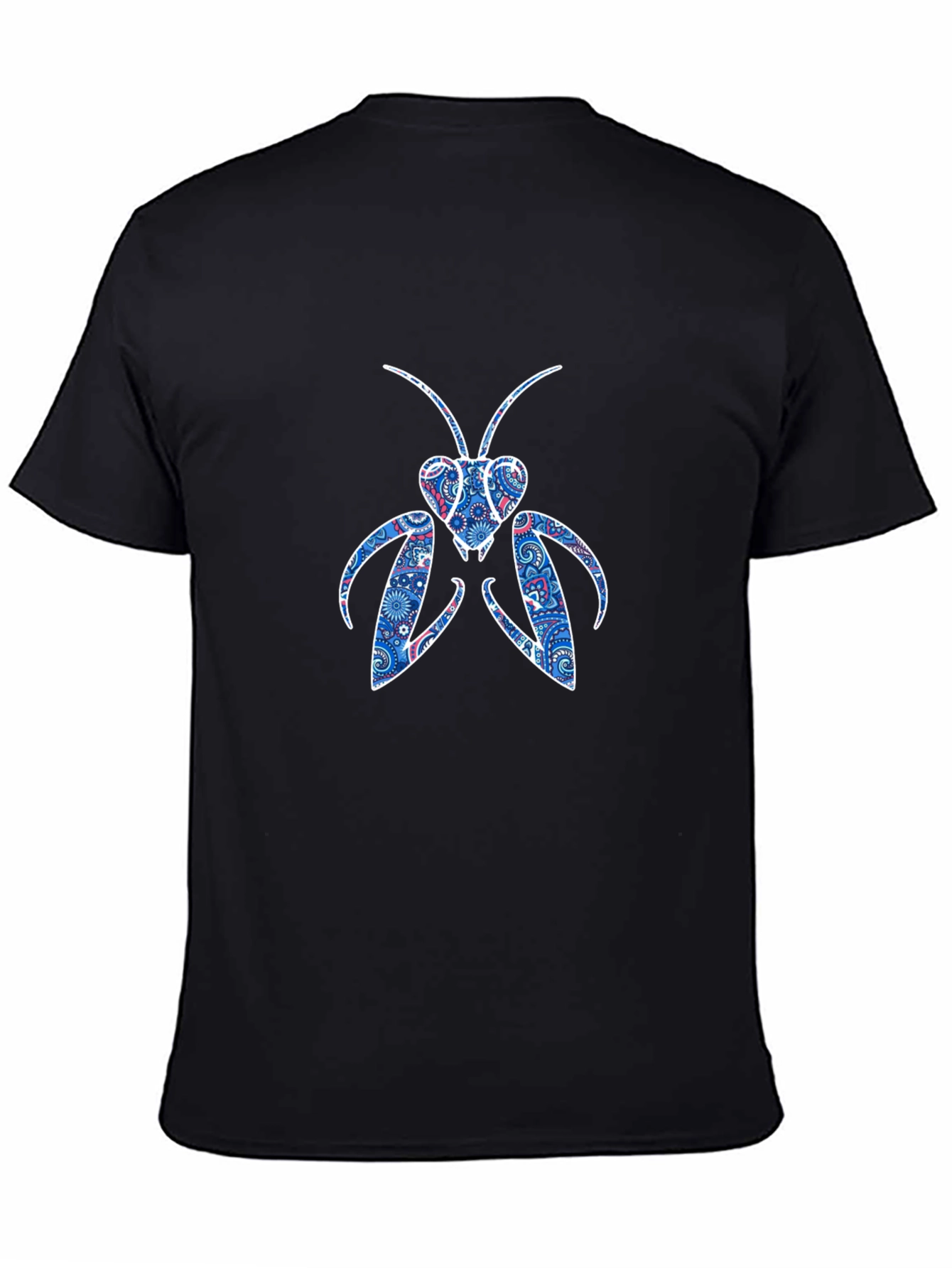 Abstract Praying Mantis Graphic Tee - Black