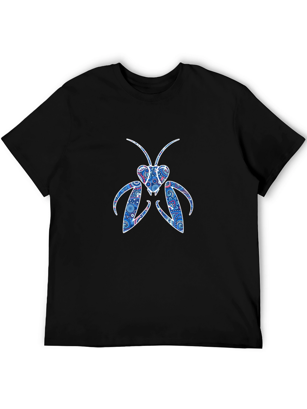 Abstract Praying Mantis Graphic Tee - Black