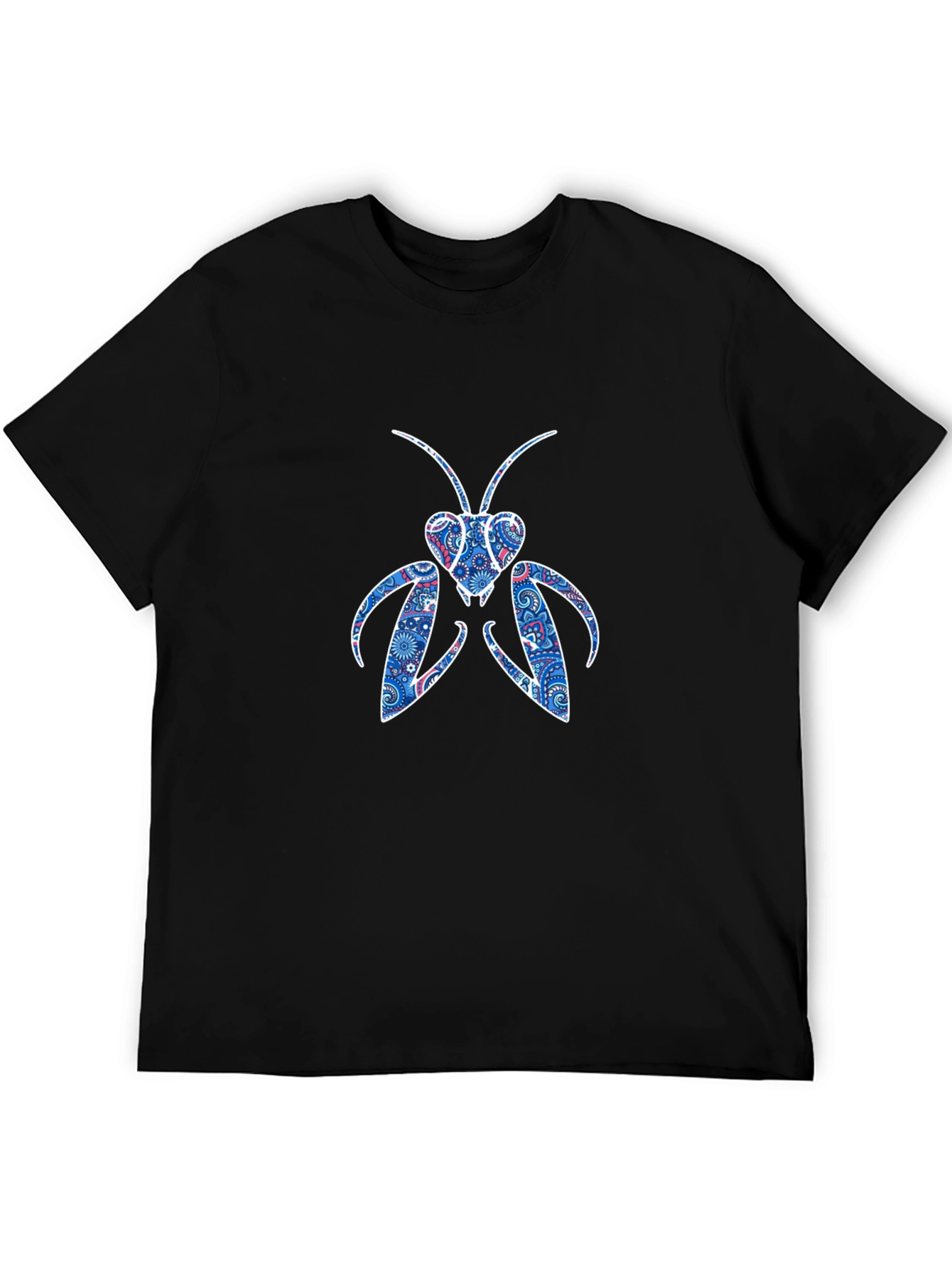 Abstract Praying Mantis Graphic Tee - Black