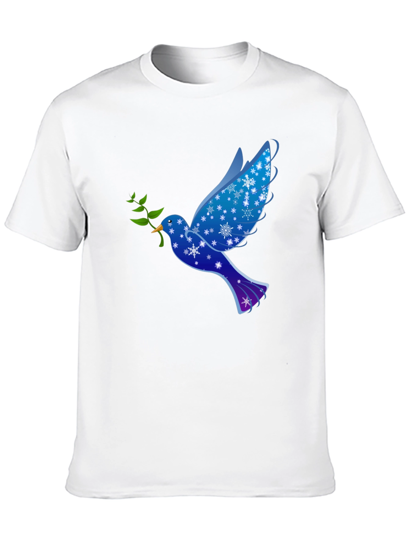 Peace Dove Graphic Tee - Holiday Snowflake Bird T-Shirt