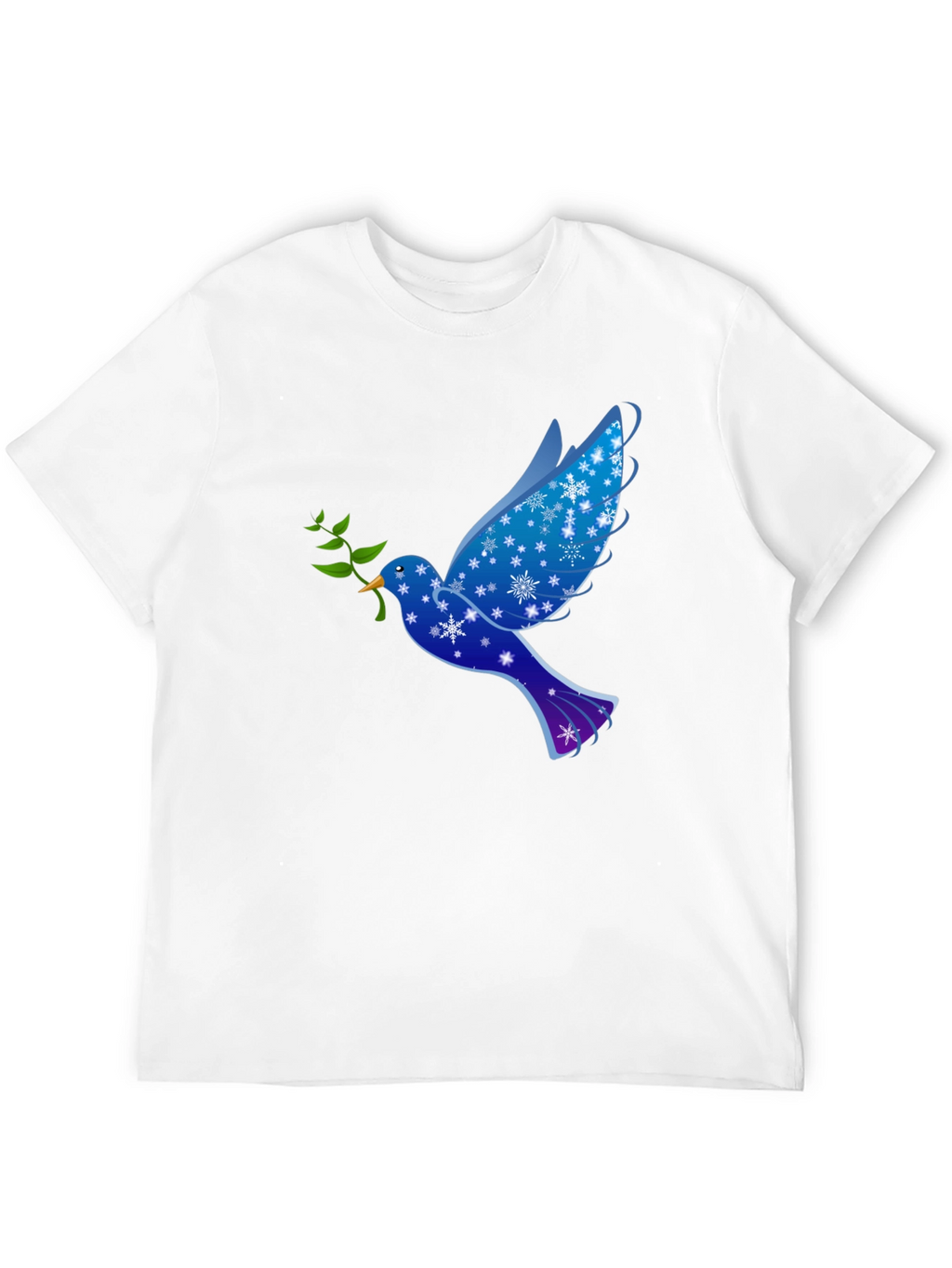 Peace Dove Graphic Tee - Holiday Snowflake Bird T-Shirt