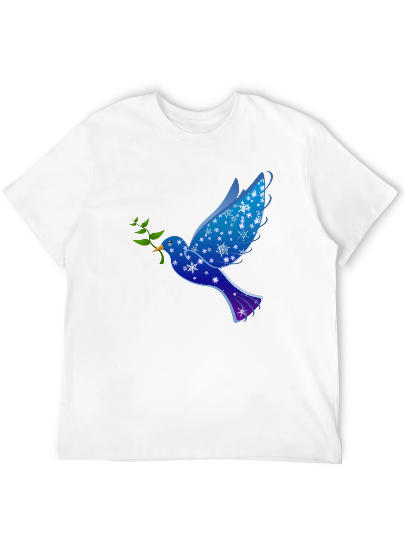 Peace Dove Graphic Tee - Holiday Snowflake Bird T-Shirt