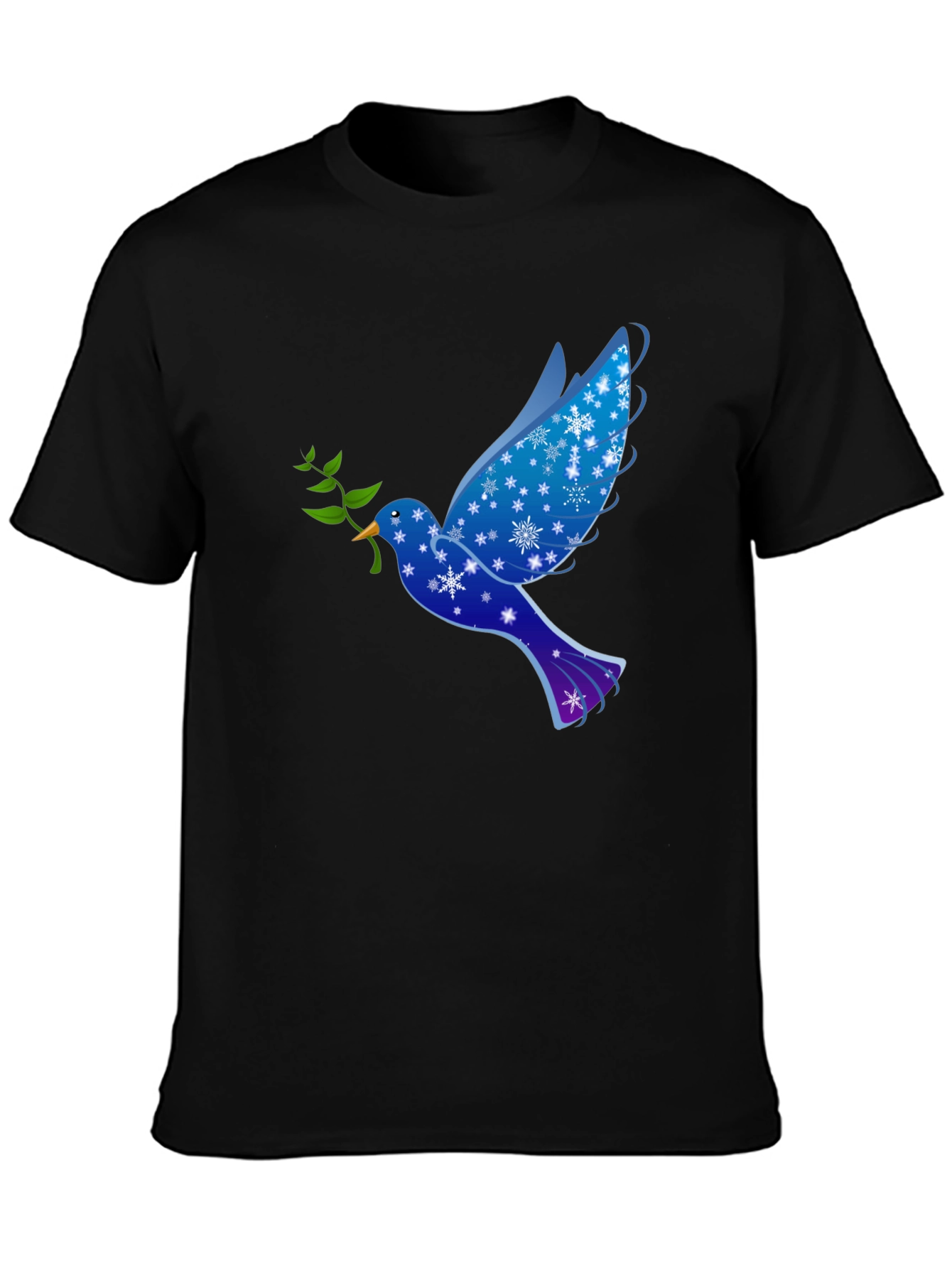 Peace Dove Graphic Tee - Holiday Snowflake Bird T-Shirt