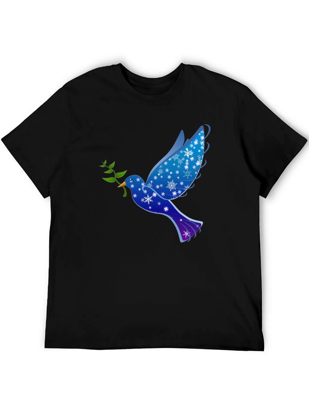 Peace Dove Graphic Tee - Holiday Snowflake Bird T-Shirt