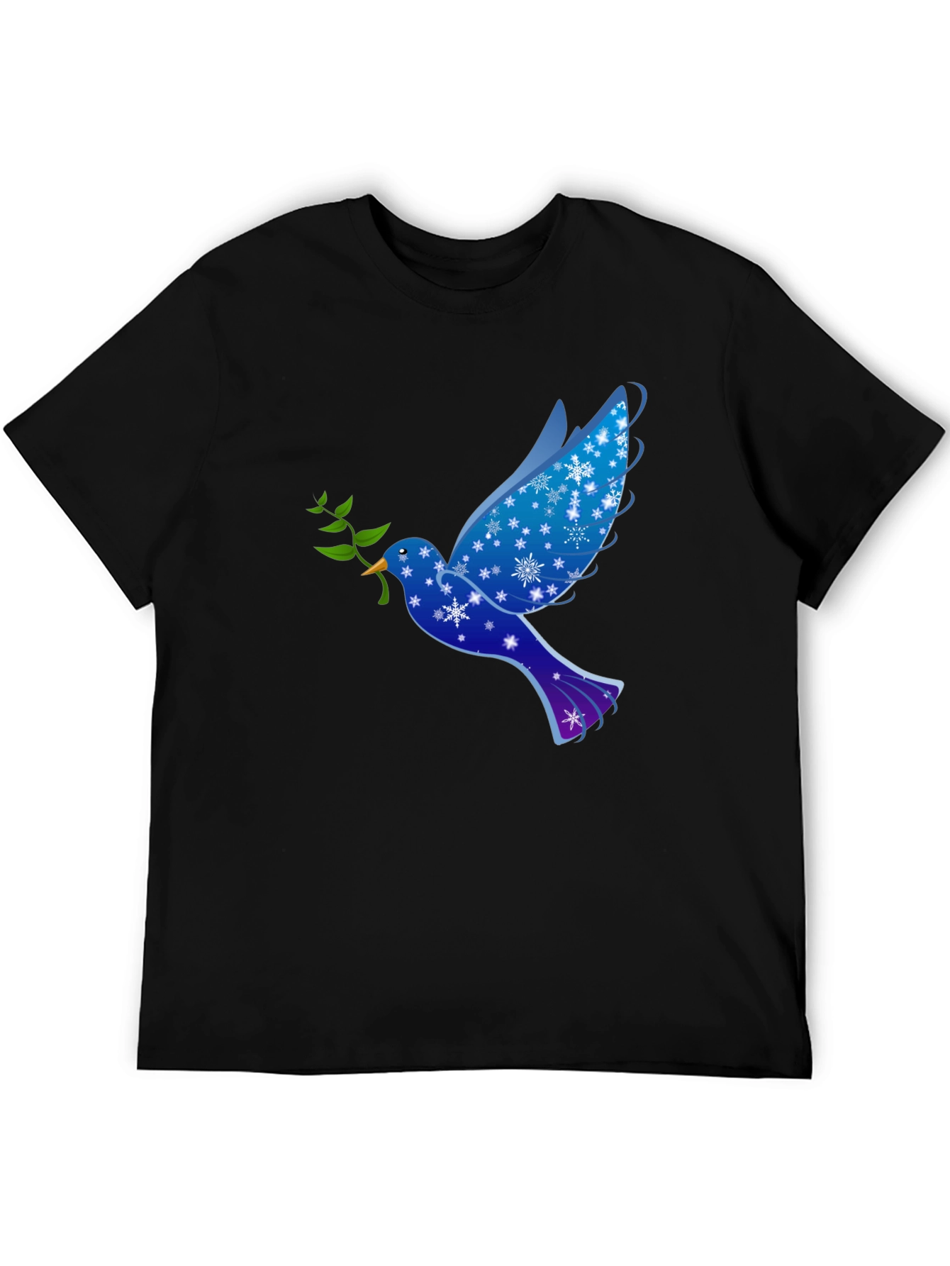 Peace Dove Graphic Tee - Holiday Snowflake Bird T-Shirt