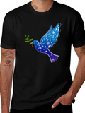 Peace Dove Graphic Tee - Holiday Snowflake Bird T-Shirt