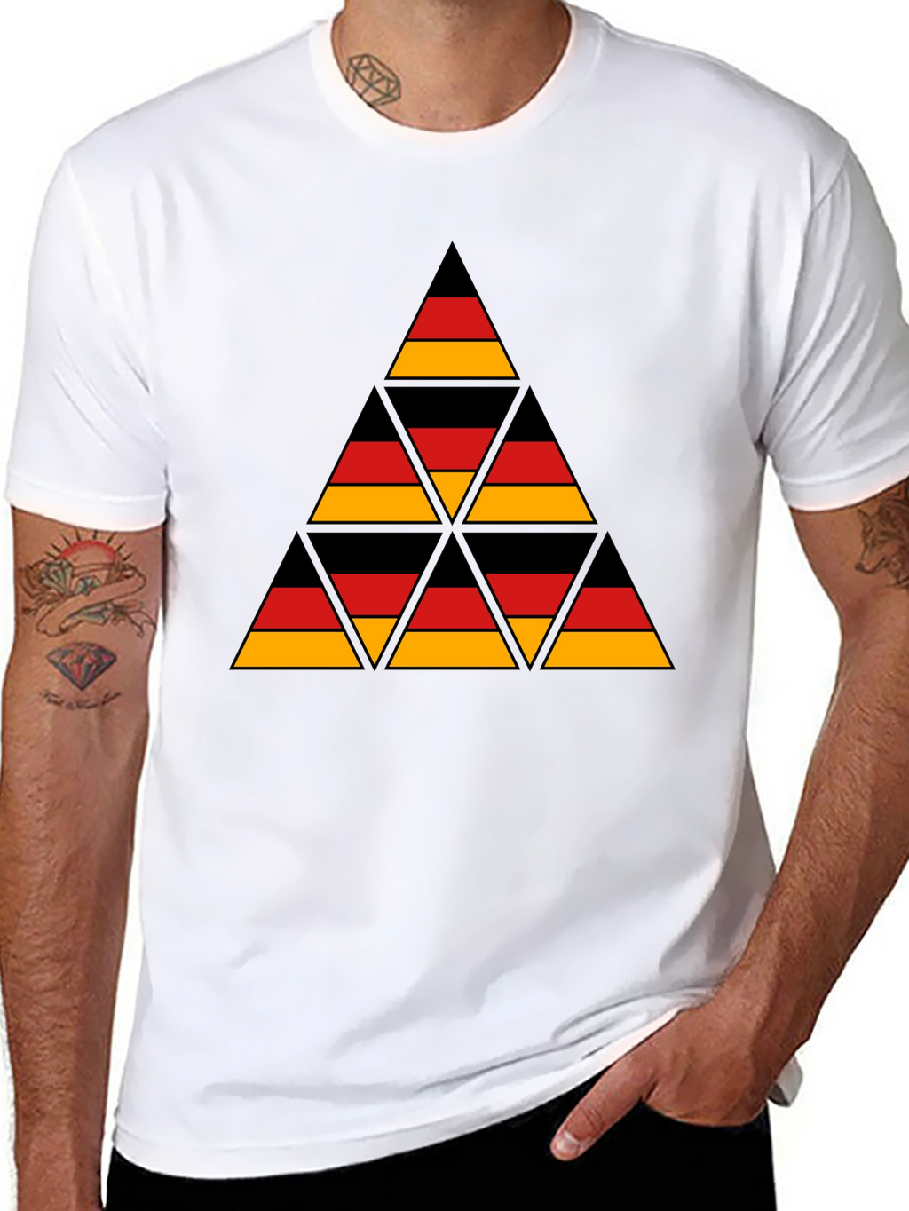German Flag Triangle T-Shirt - Black Cotton Tee
