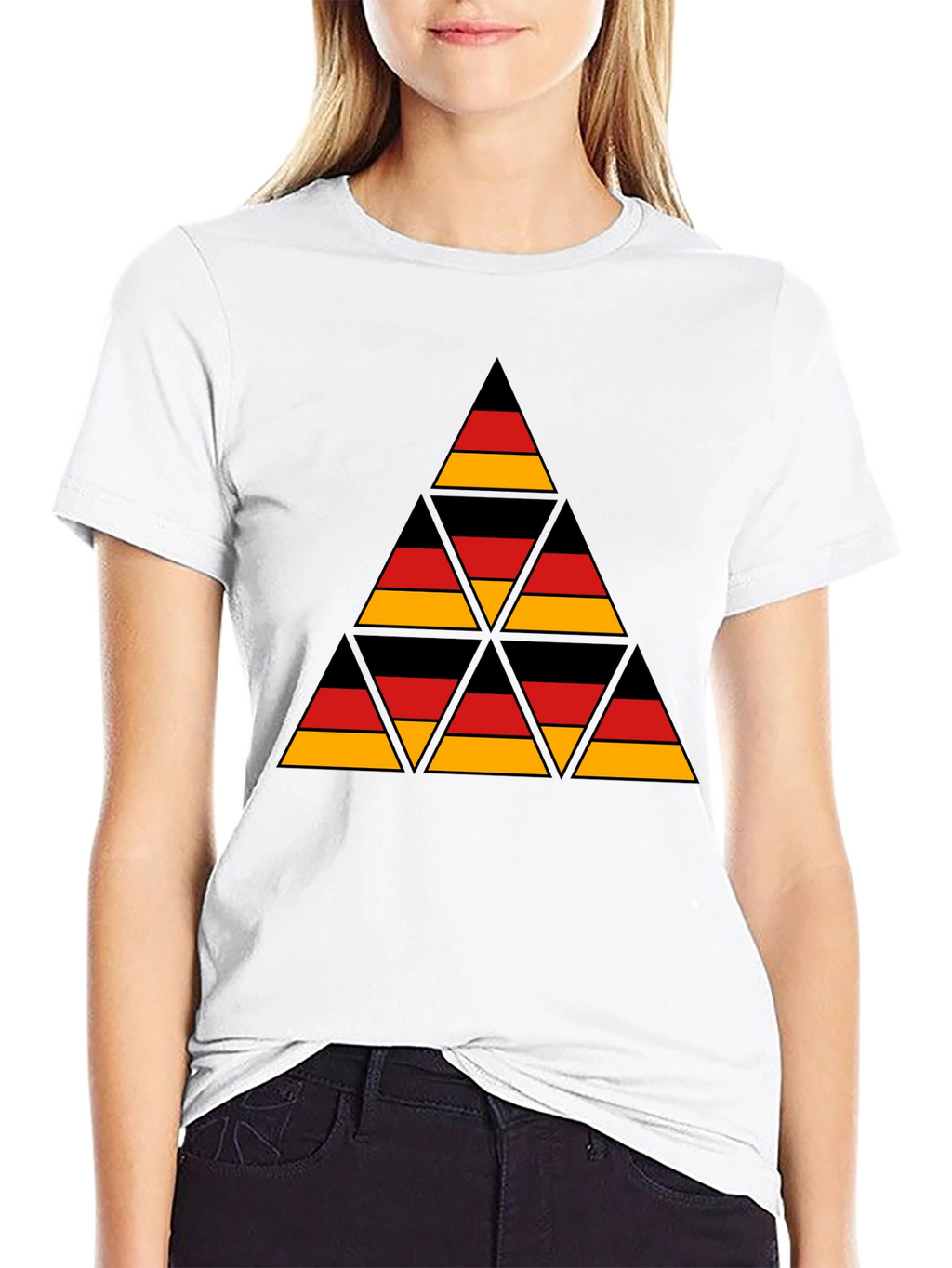 German Flag Triangle T-Shirt - Black Cotton Tee