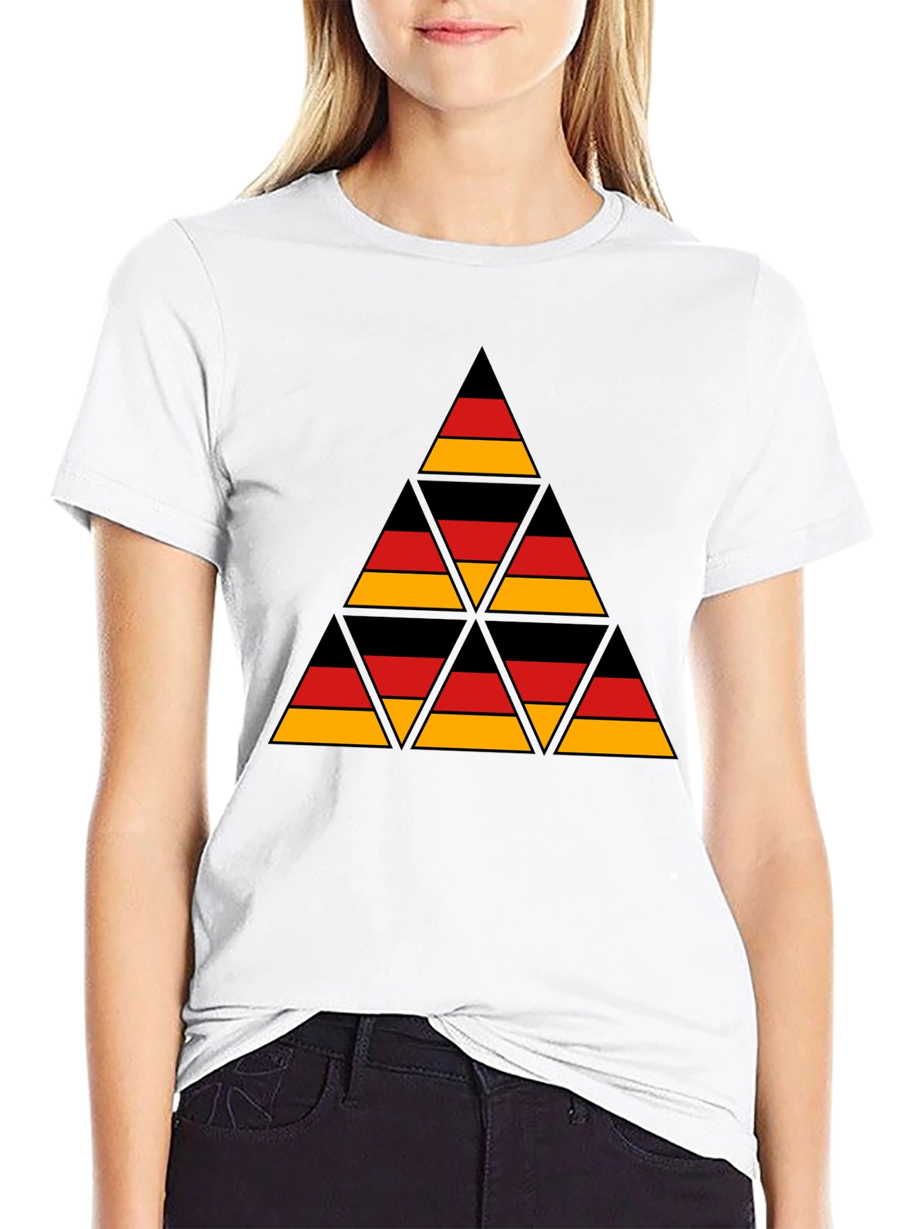 German Flag Triangle T-Shirt - Black Cotton Tee