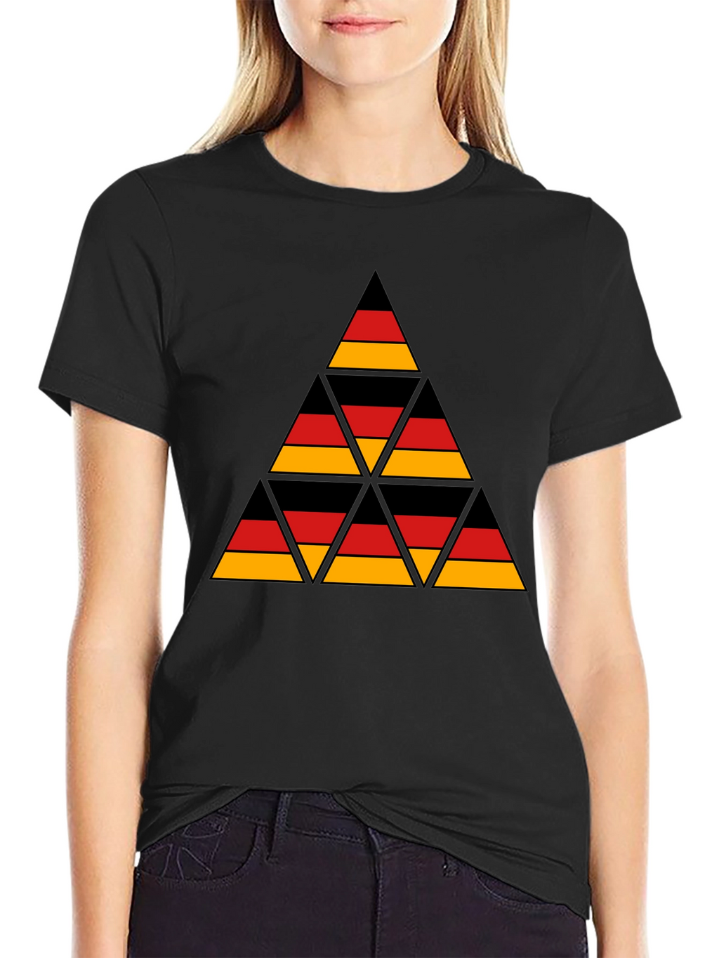 German Flag Triangle T-Shirt - Black Cotton Tee