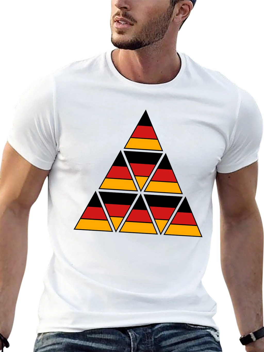 German Flag Triangle T-Shirt - Black Cotton Tee