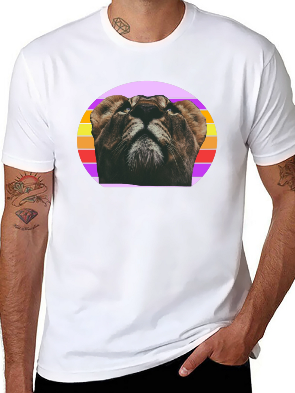Lion Graphic Tee - Retro Style Black T-Shirt