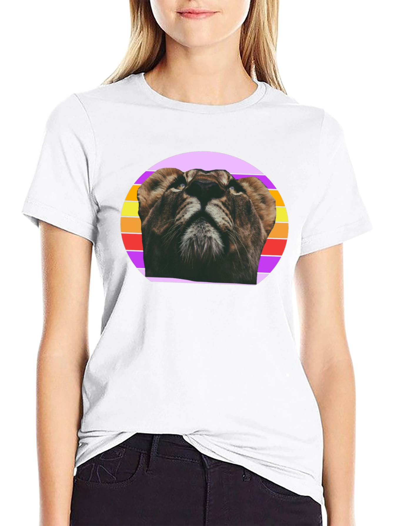 Lion Graphic Tee - Retro Style Black T-Shirt