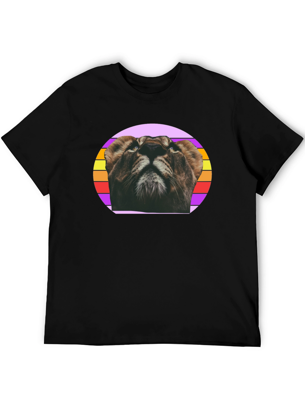 Lion Graphic Tee - Retro Style Black T-Shirt