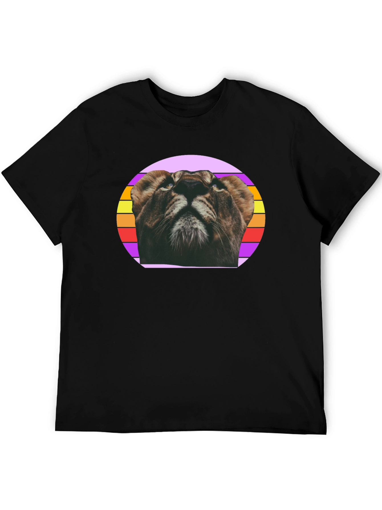 Lion Graphic Tee - Retro Style Black T-Shirt