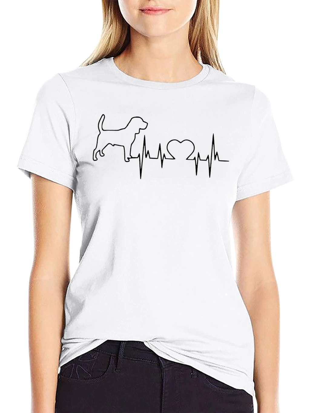 Dog Lover Heartbeat Tee - Mens Black T-Shirt