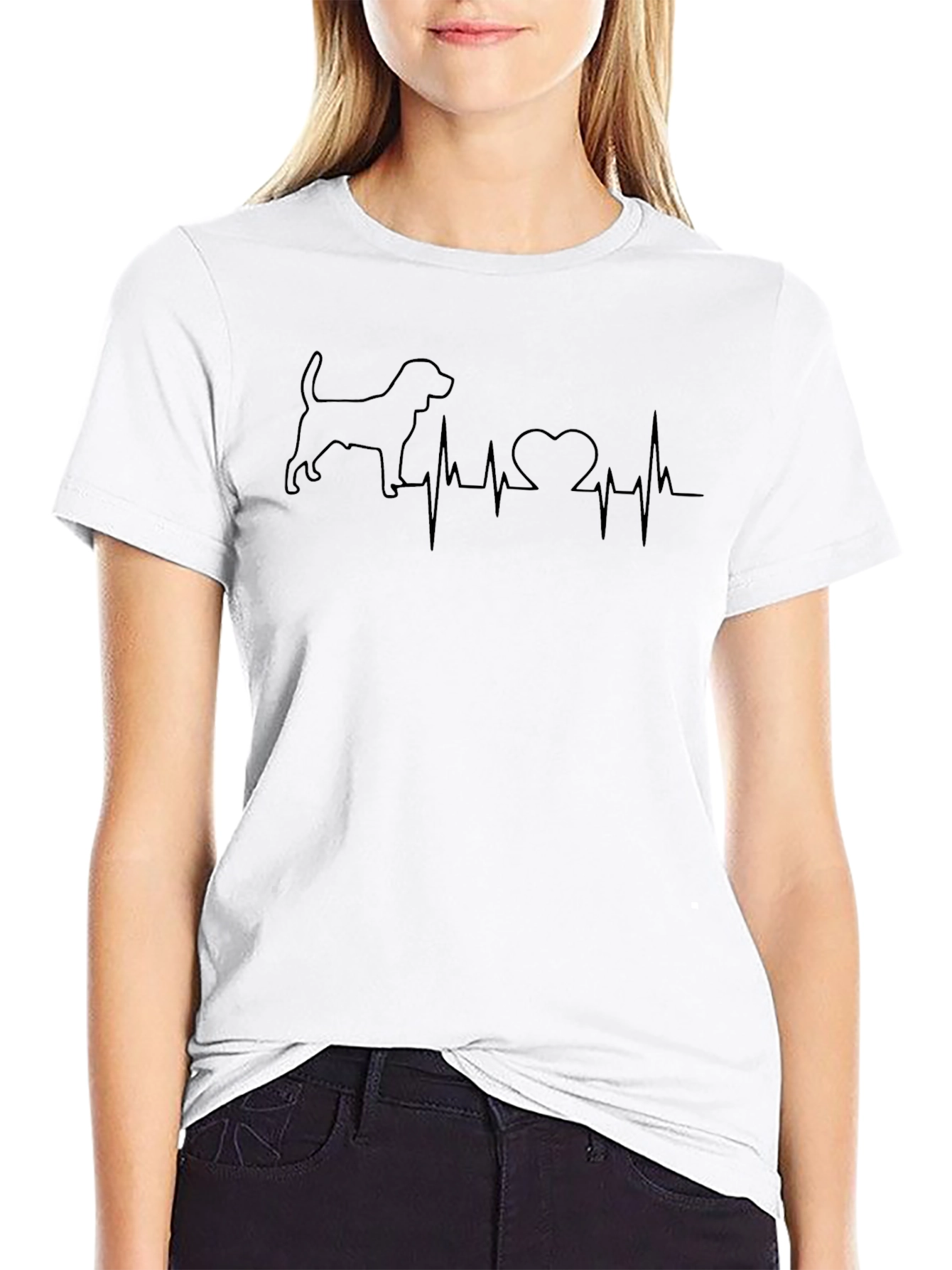 Dog Lover Heartbeat Tee - Mens Black T-Shirt