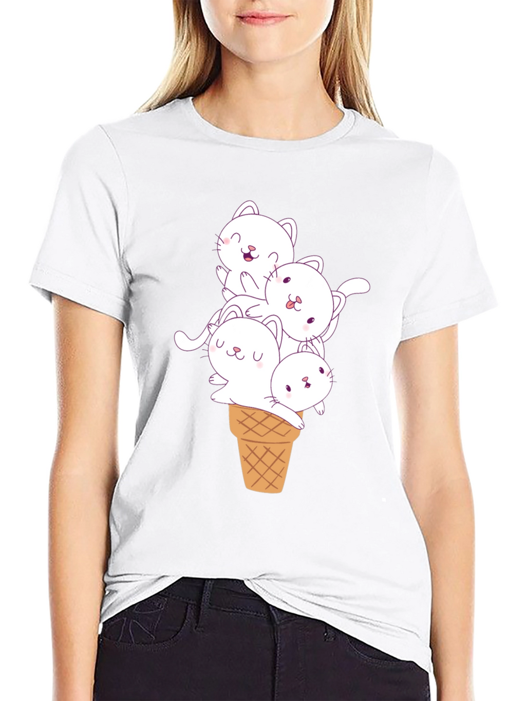Cute Cats in Ice Cream Cone Graphic Tee