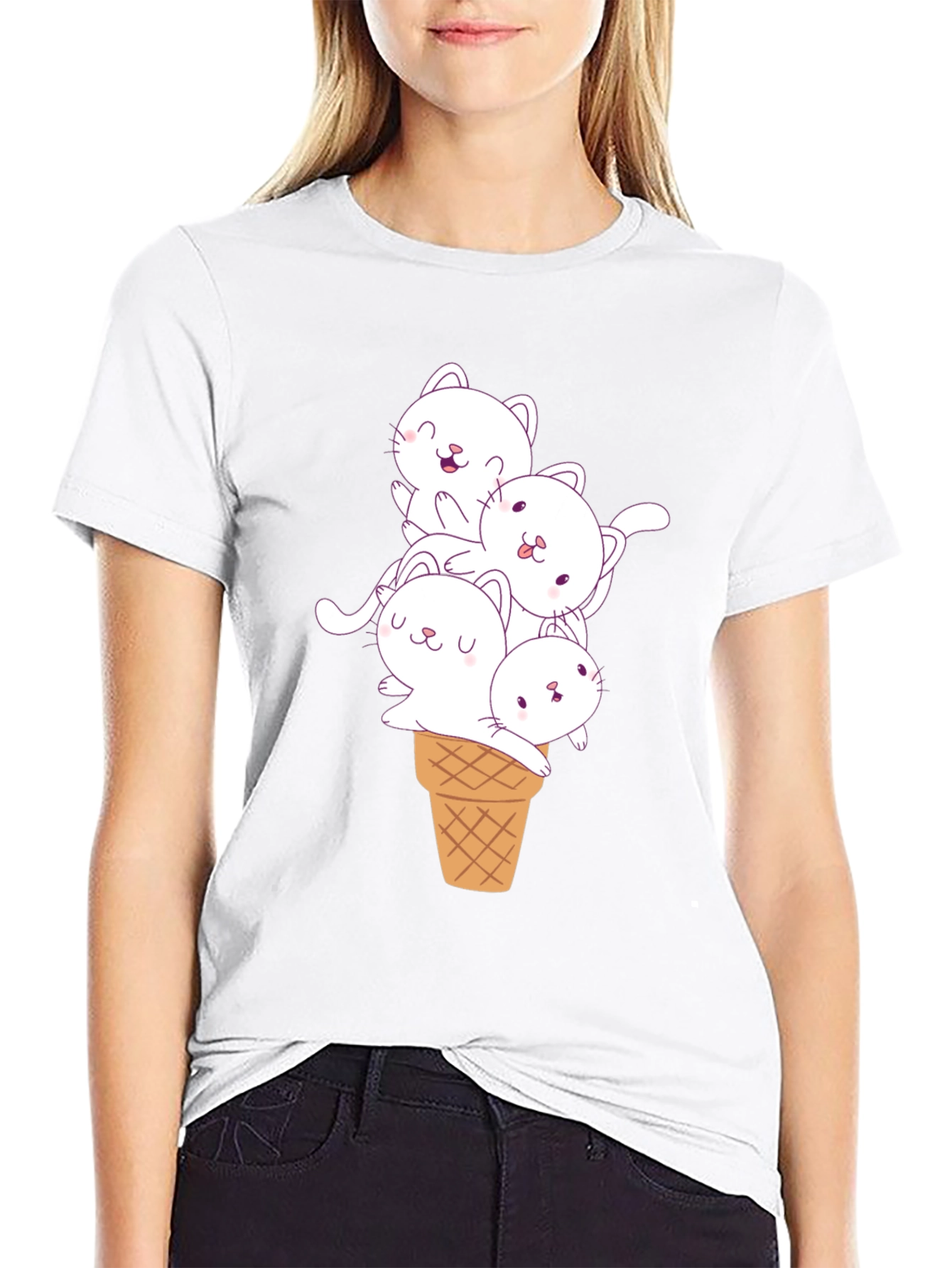 Cute Cats in Ice Cream Cone Graphic Tee