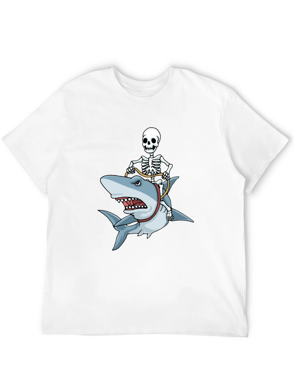 Skeleton Riding Shark Graphic T-Shirt