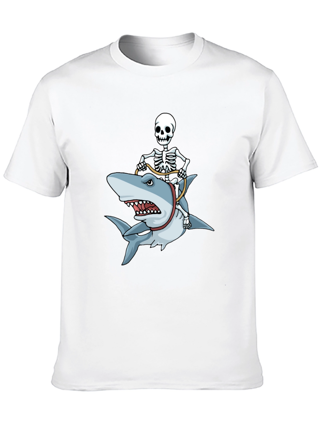 Skeleton Riding Shark Graphic T-Shirt