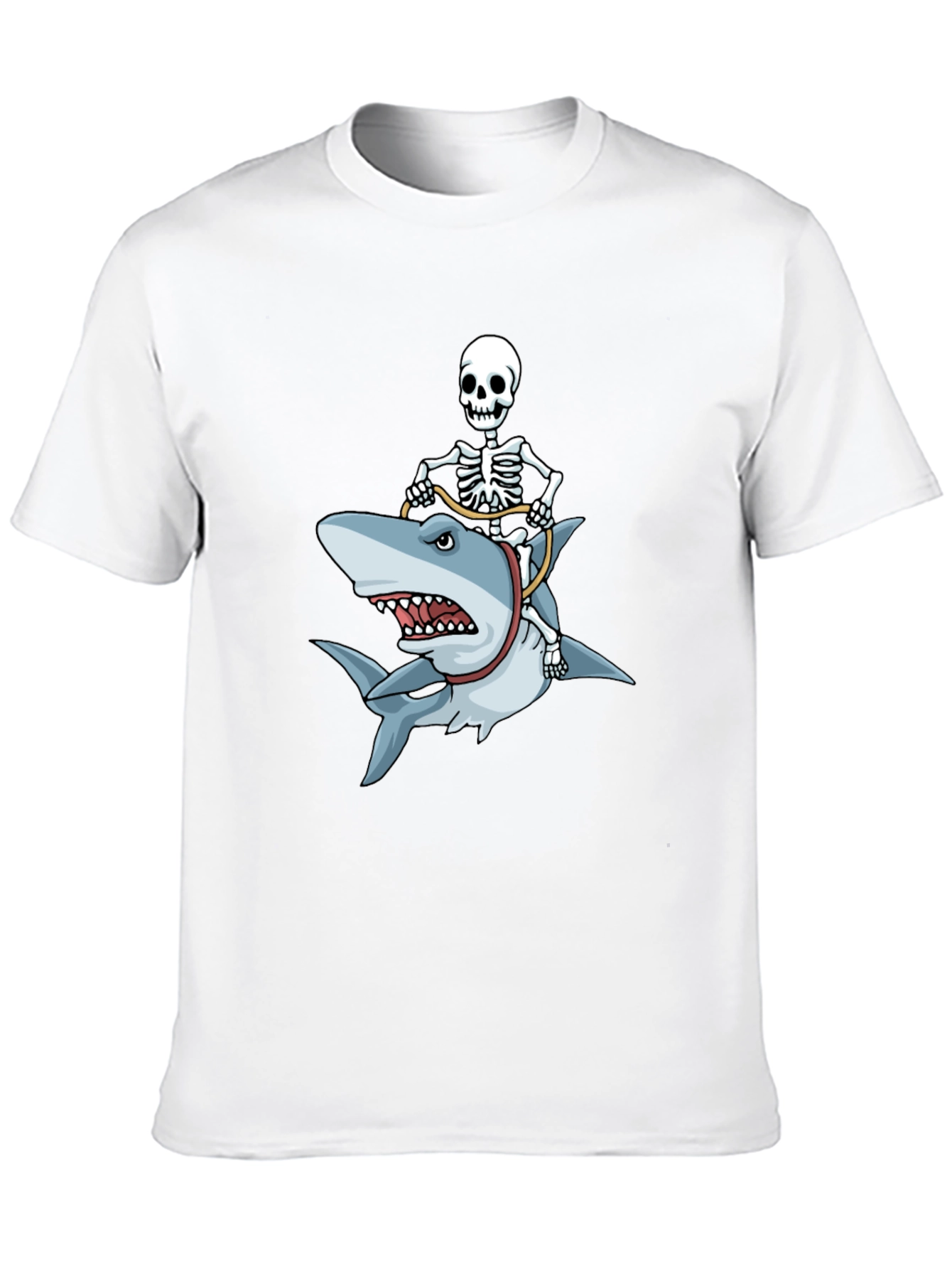 Skeleton Riding Shark Graphic T-Shirt
