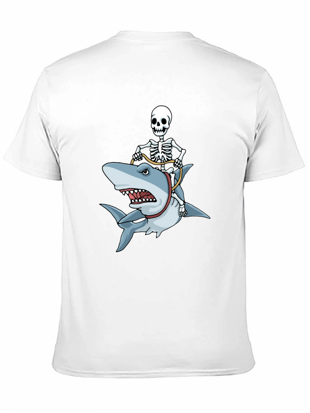 Skeleton Riding Shark Graphic T-Shirt