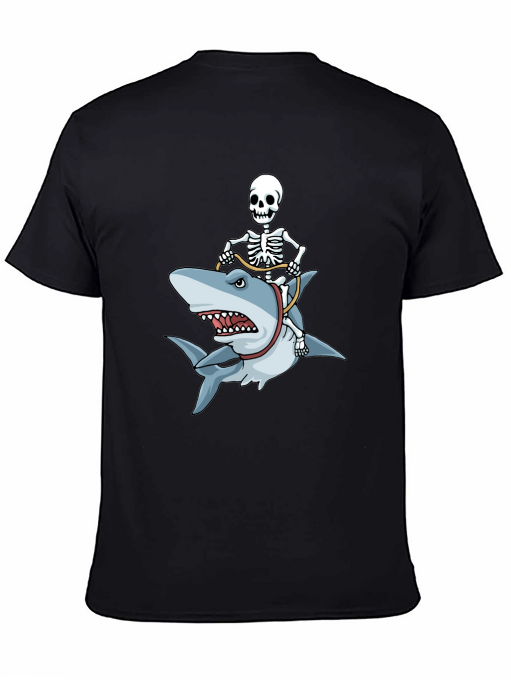 Skeleton Riding Shark Graphic T-Shirt