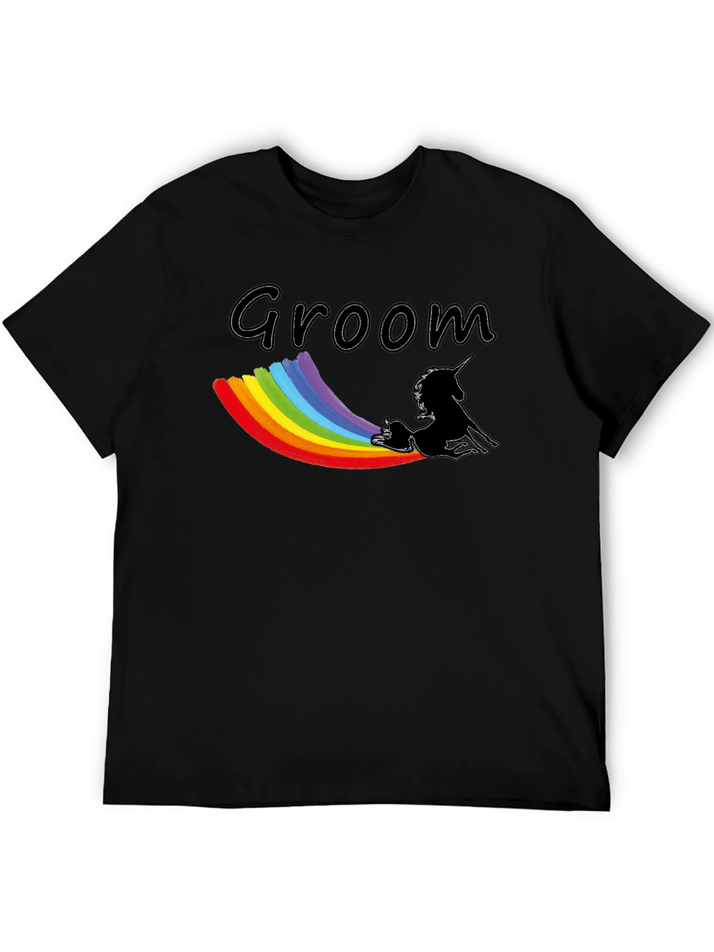 Groom Unicorn Rainbow T-Shirt - Black