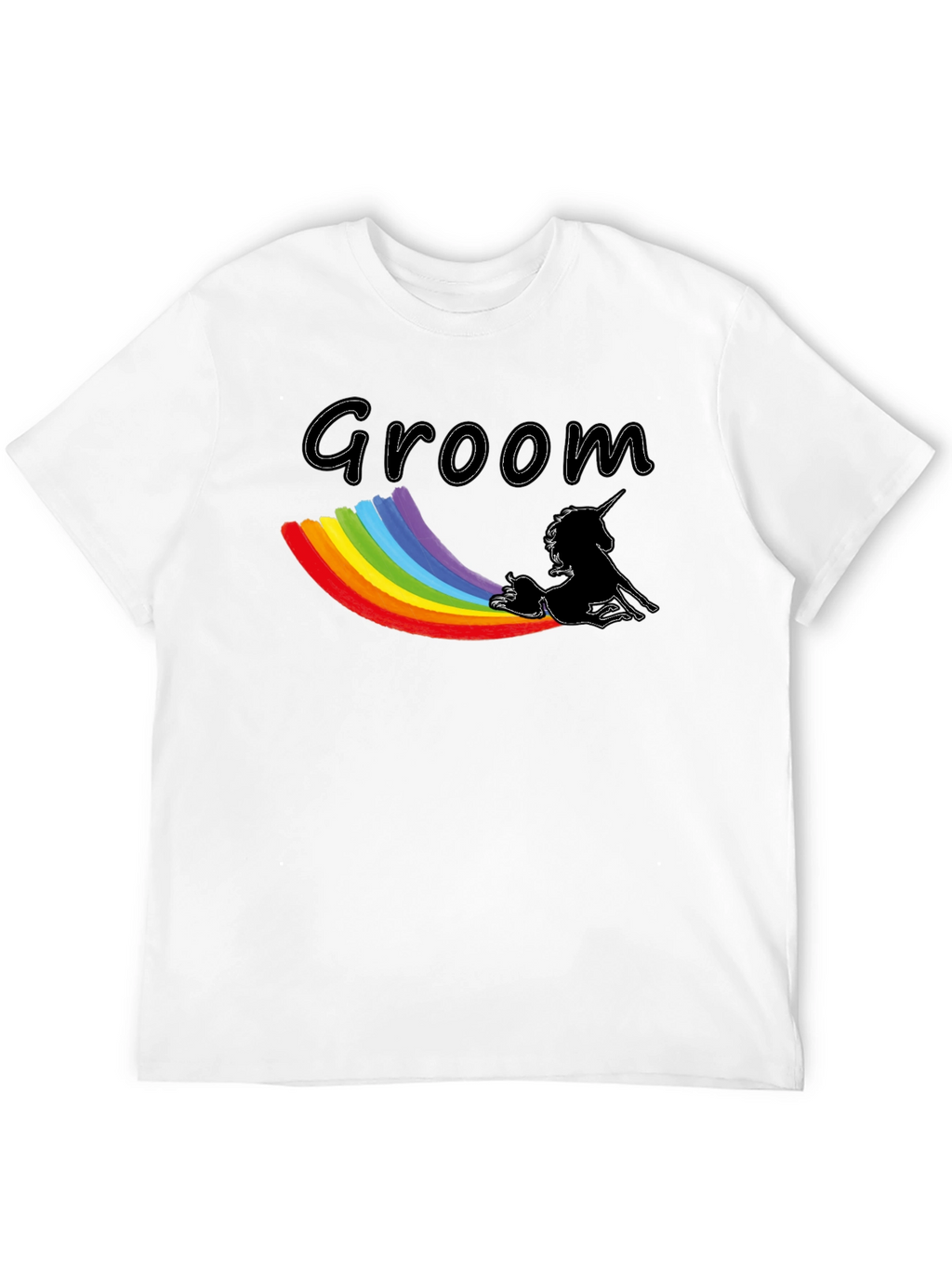 Groom Unicorn Rainbow T-Shirt - Black