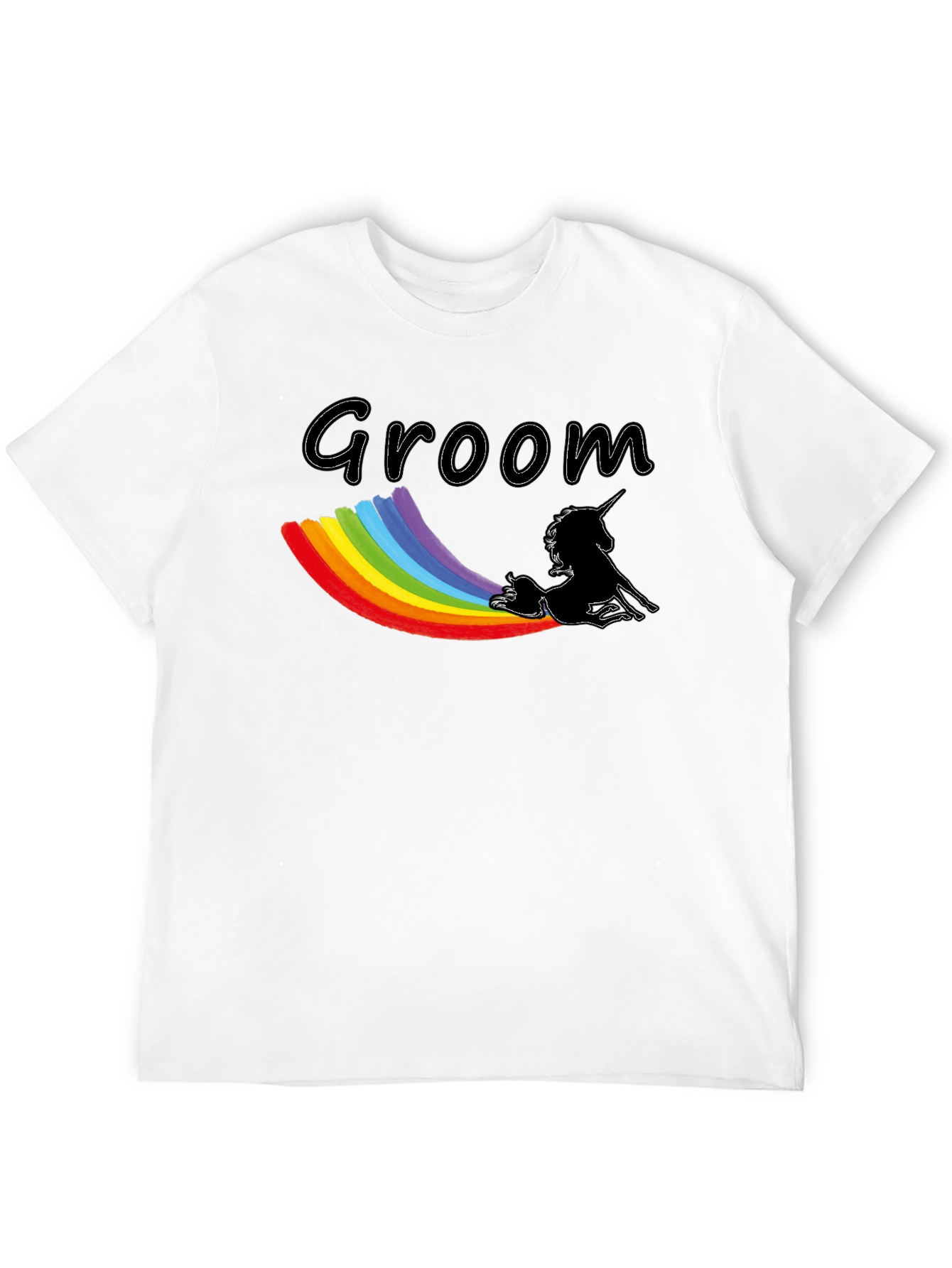 Groom Unicorn Rainbow T-Shirt - Black
