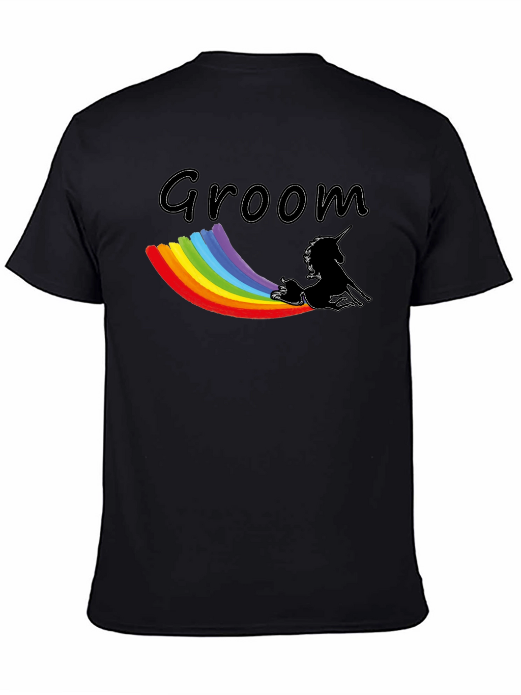 Groom Unicorn Rainbow T-Shirt - Black