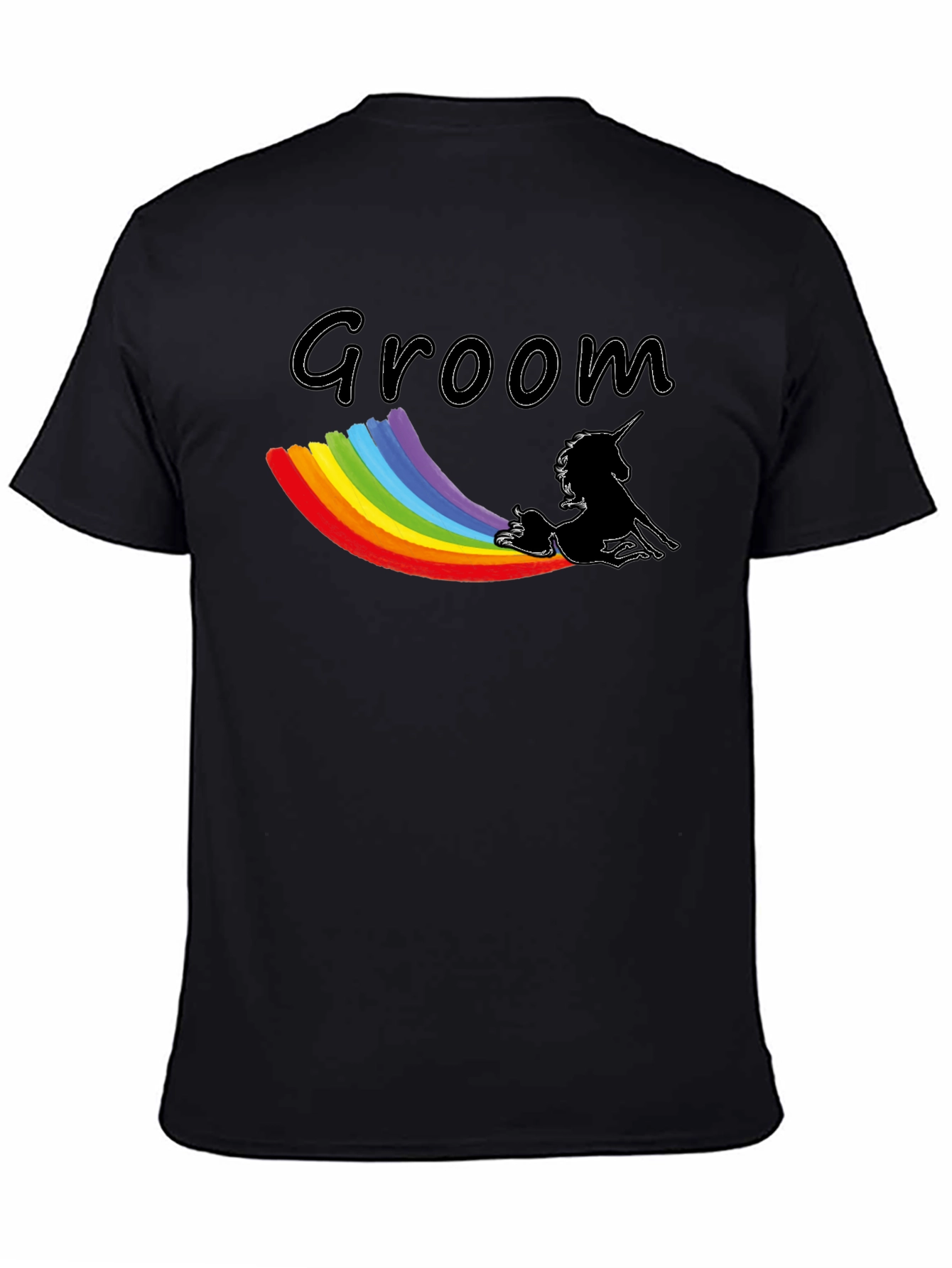 Groom Unicorn Rainbow T-Shirt - Black