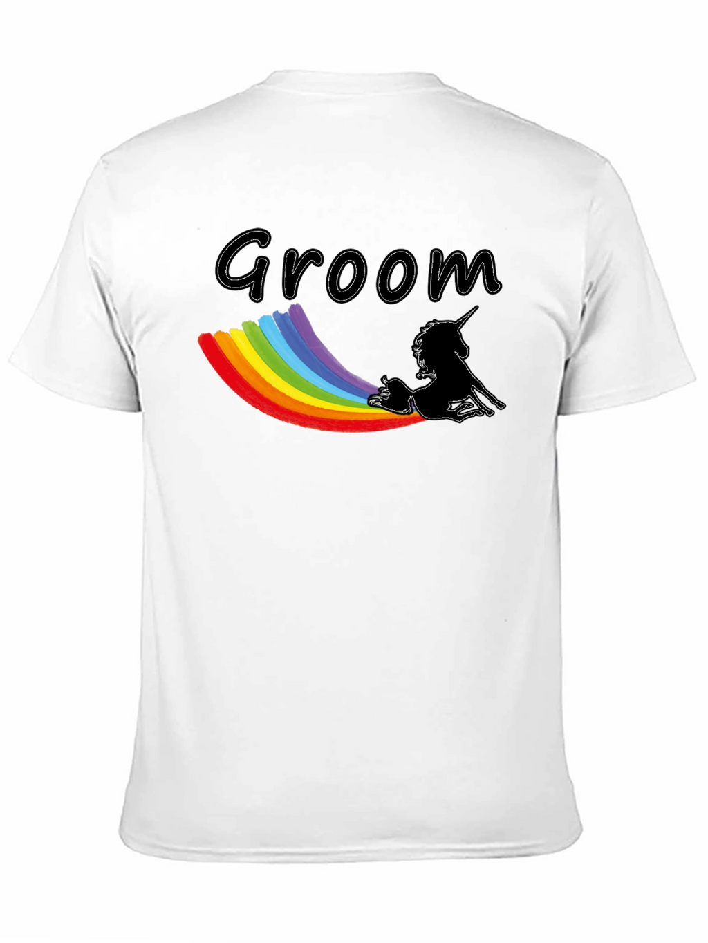 Groom Unicorn Rainbow T-Shirt - Black