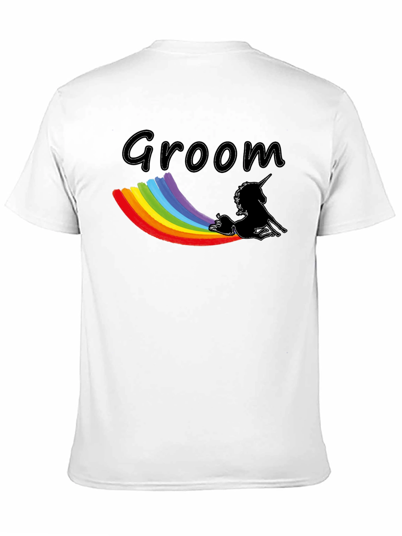 Groom Unicorn Rainbow T-Shirt - Black