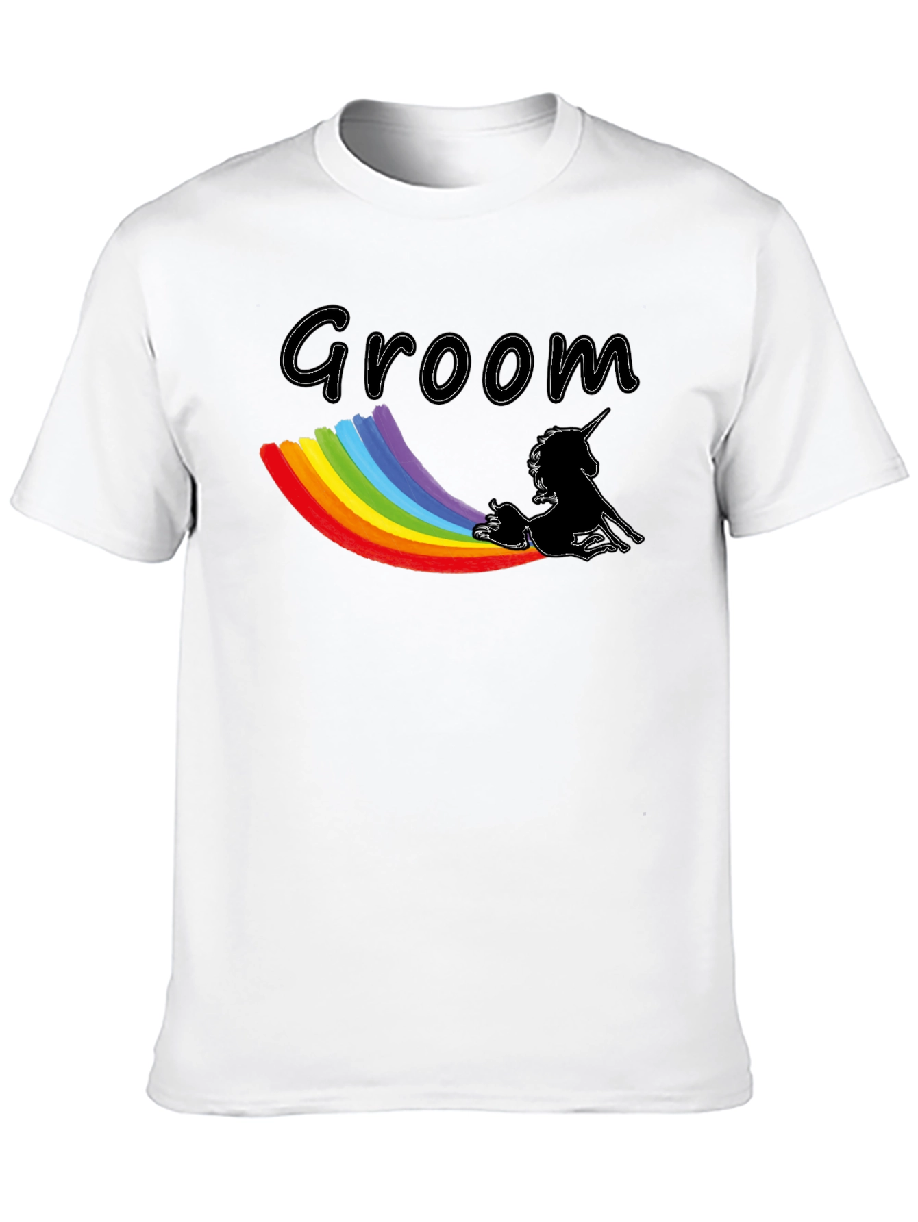 Groom Unicorn Rainbow T-Shirt - Black