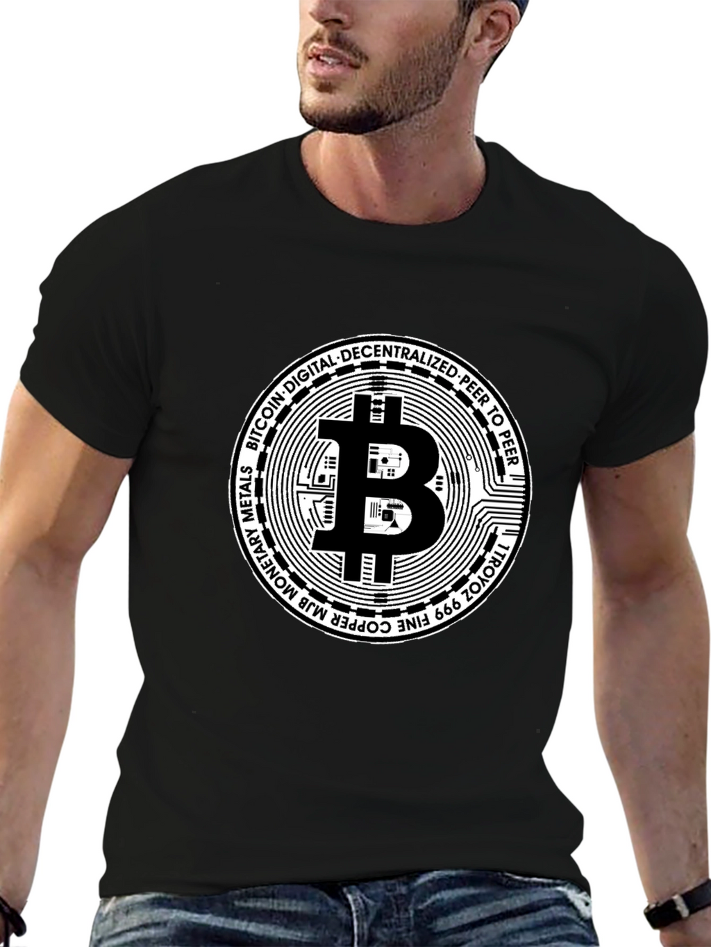 Bitcoin Cryptocurrency Black Graphic T-Shirt
